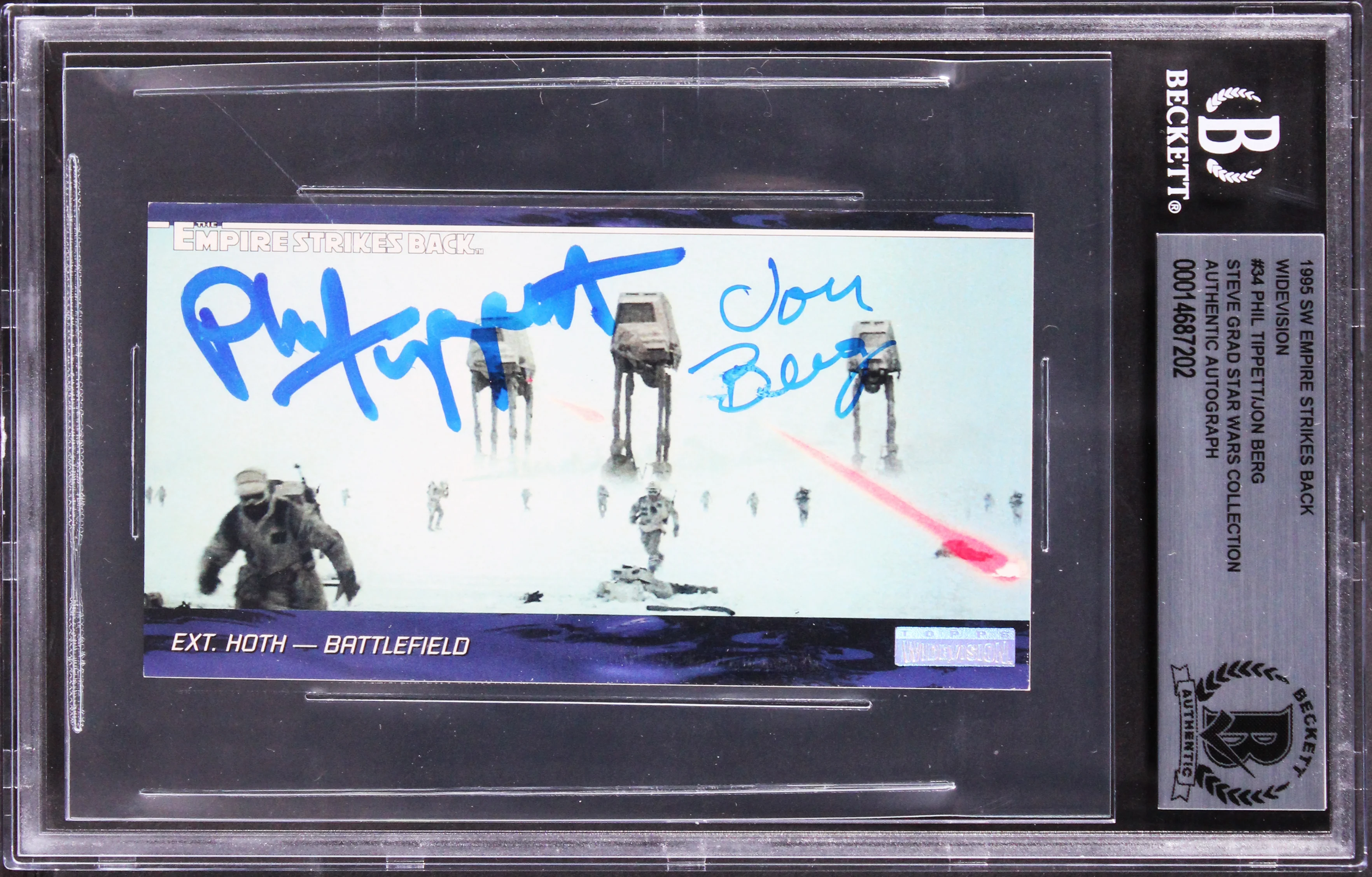 Phil Tippett, Jon Berg Star Wars Signed 1995 SW ESB Widevision #34 Card BAS Slab