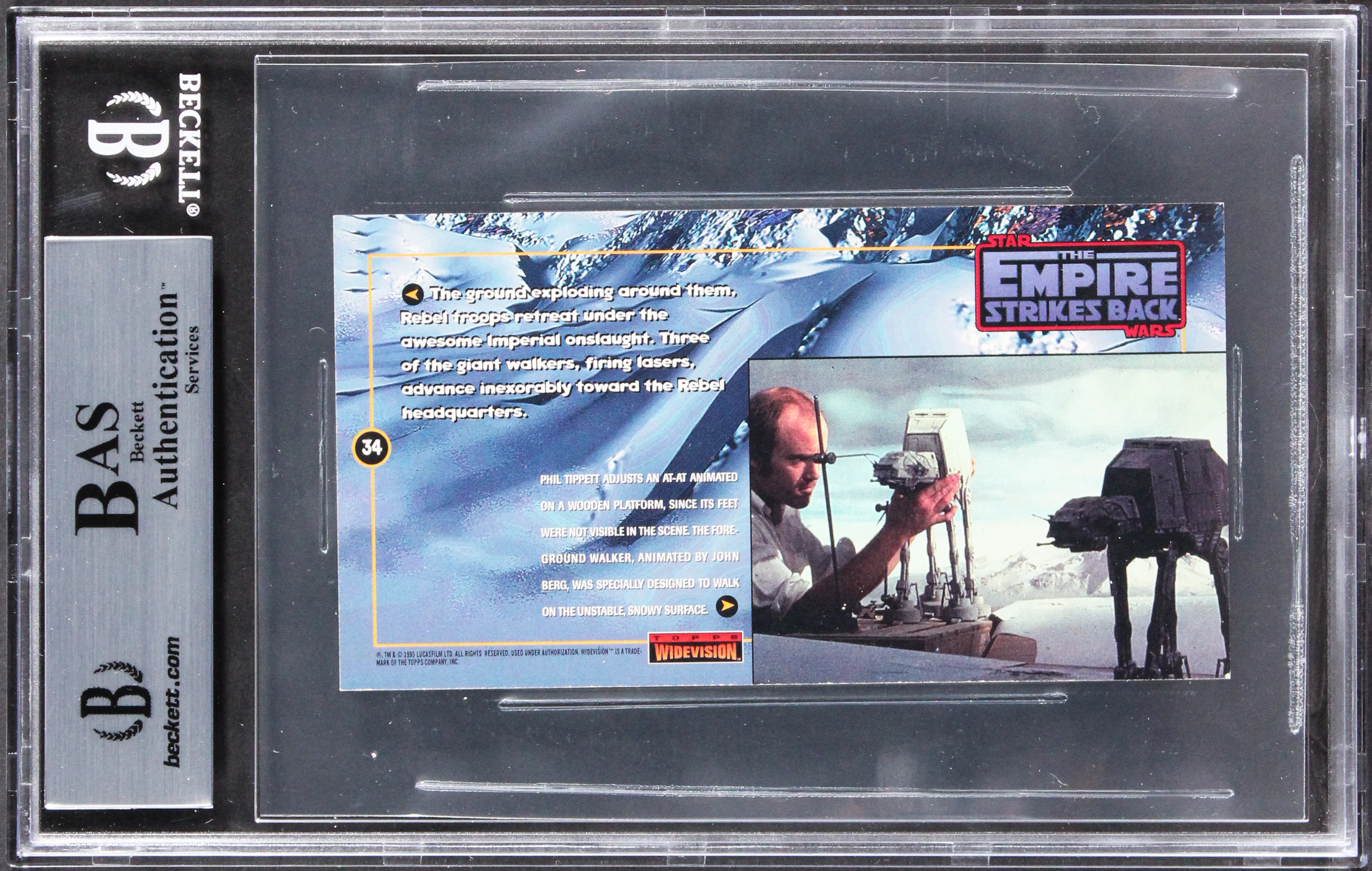Phil Tippett, Jon Berg Star Wars Signed 1995 SW ESB Widevision #34 Card BAS Slab - Image 3