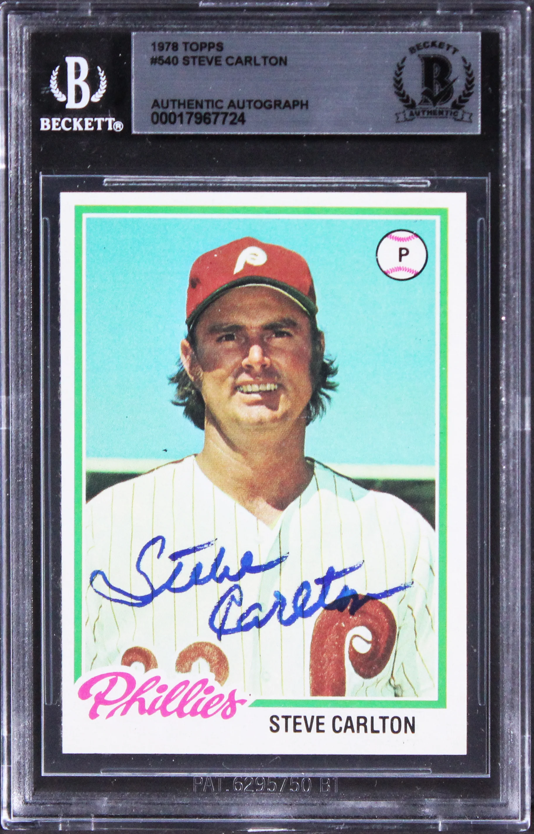 Phillies Steve Carlton Authentic Signed 1978 Topps #540 Card BAS Slabbed - Image 2