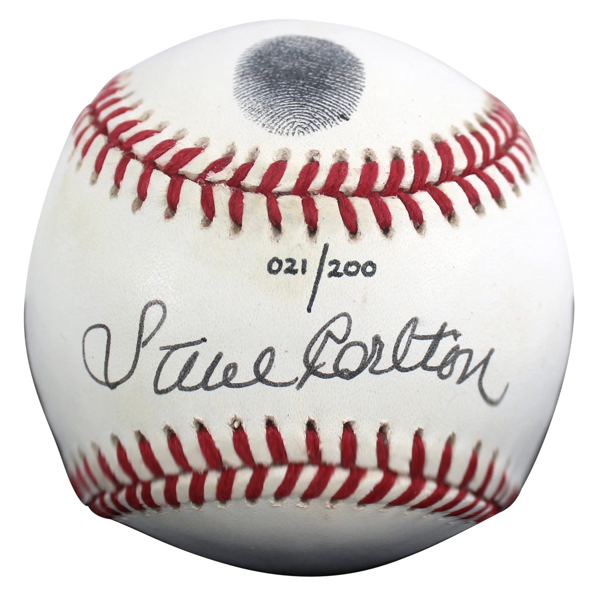 Phillies Steve Carlton Signed Thumbprint Baseball LE #'d/200 w/ Display Case BAS - Image 3