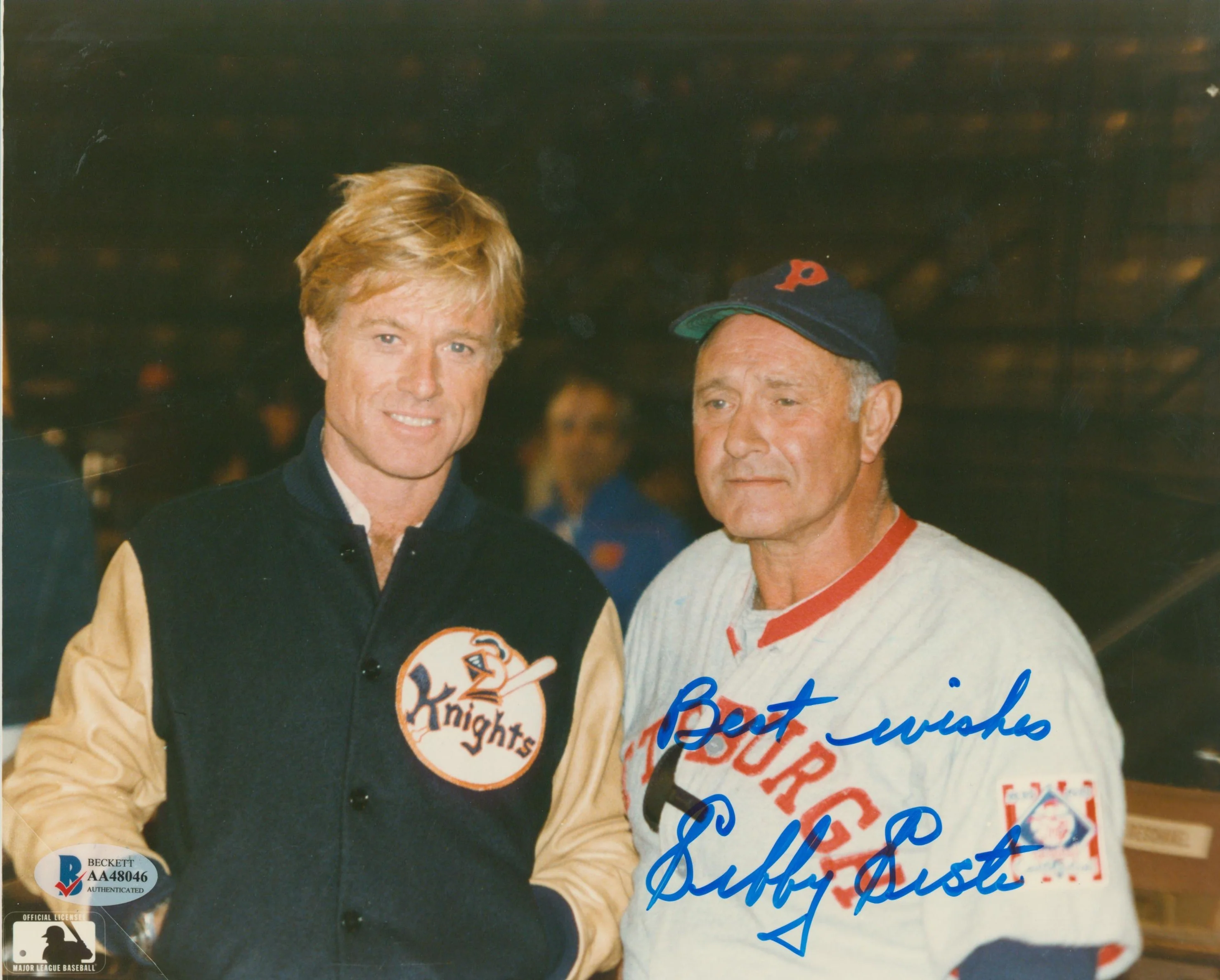 Pirates Sibby Sisti Best Wishes Signed 8x10 Photo w/ Robert Redford BAS #AA48046 - Image 2