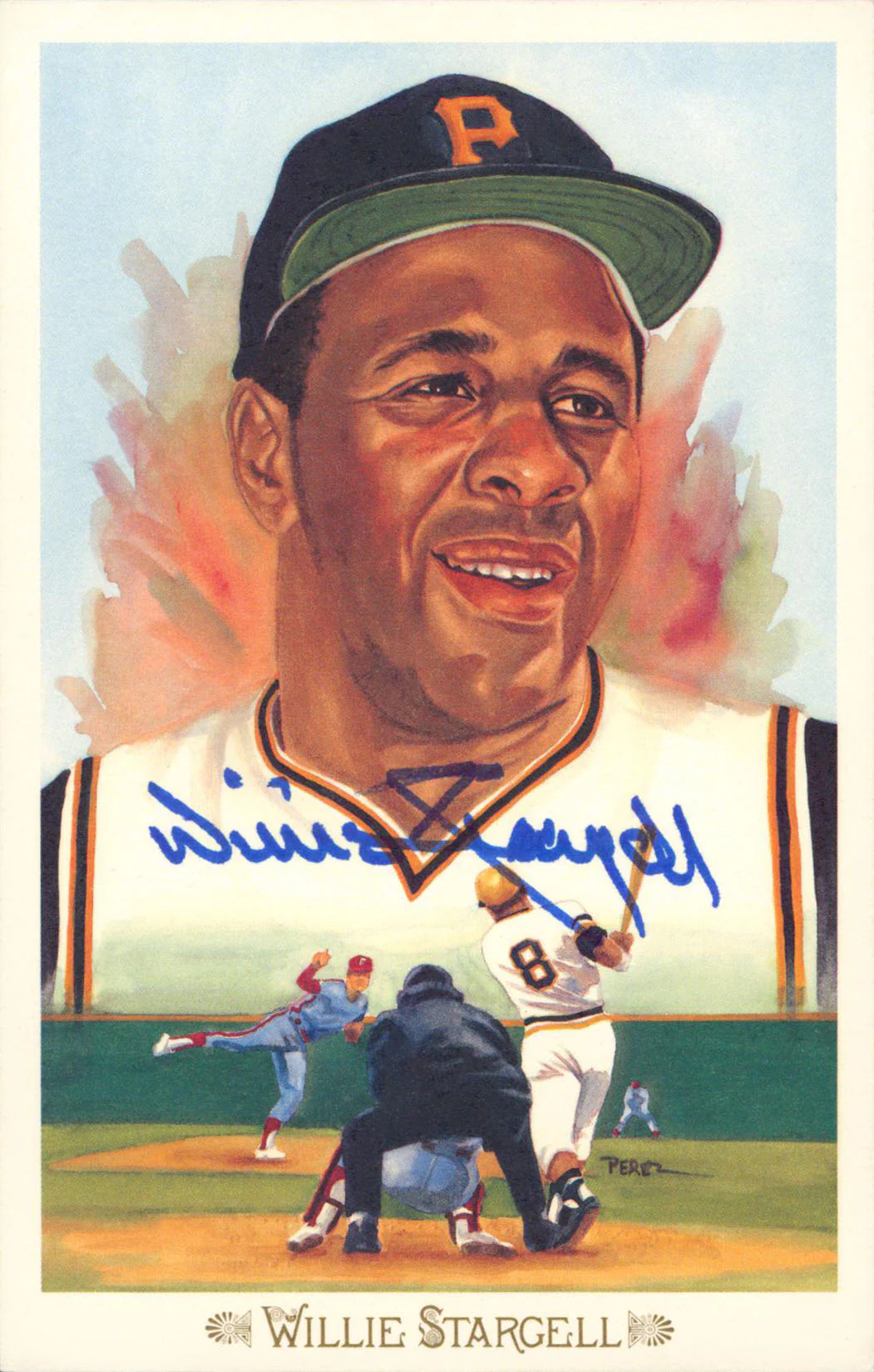 Pirates Willie Stargell Authentic Signed 3.5x5.5 Perez Steele Postcard JSAS21078 - Image 2