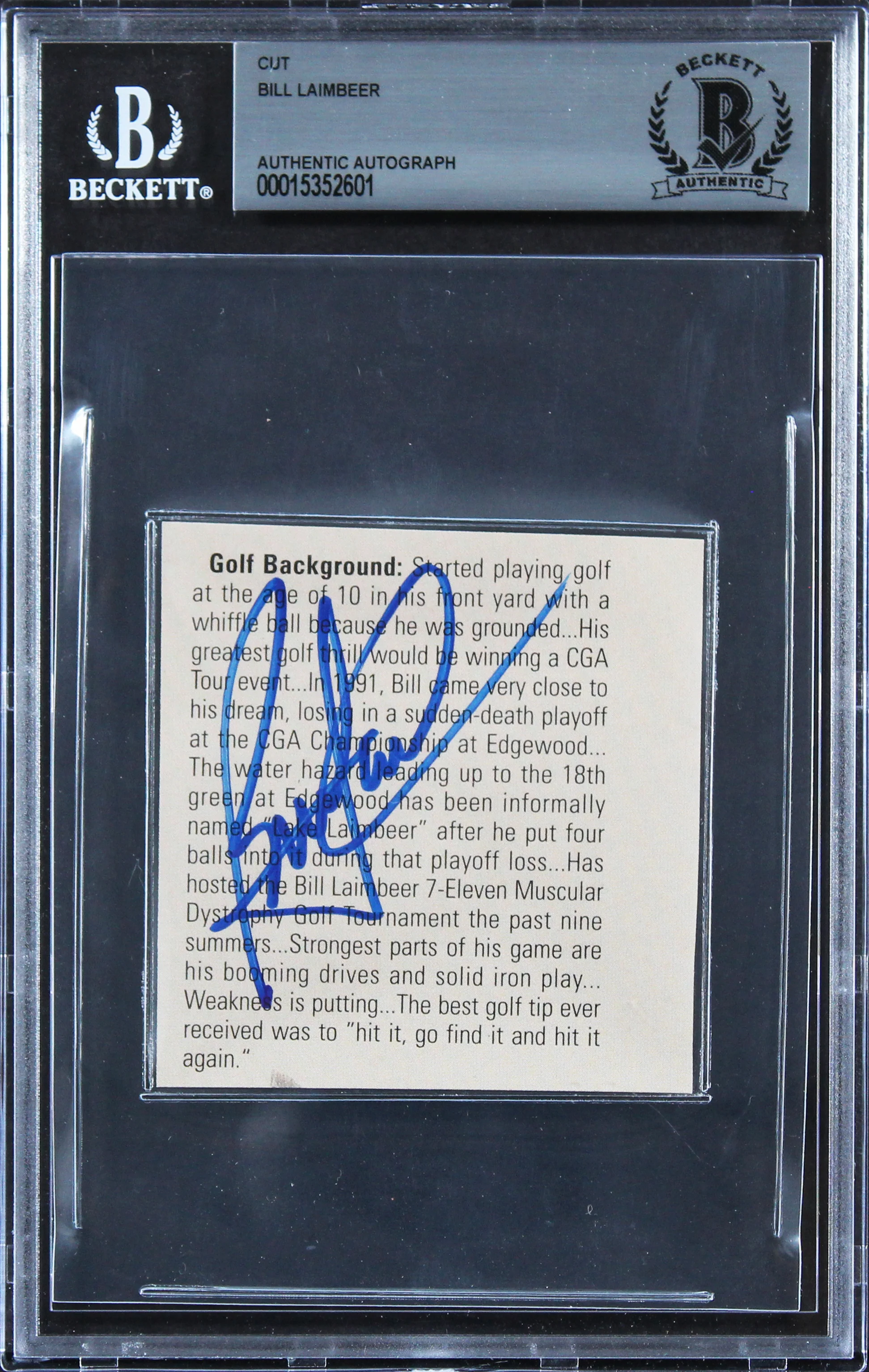 Pistons Bill Laimbeer Authentic Signed 2.75x2.75 Cut Signature BAS Slabbed - Image 2