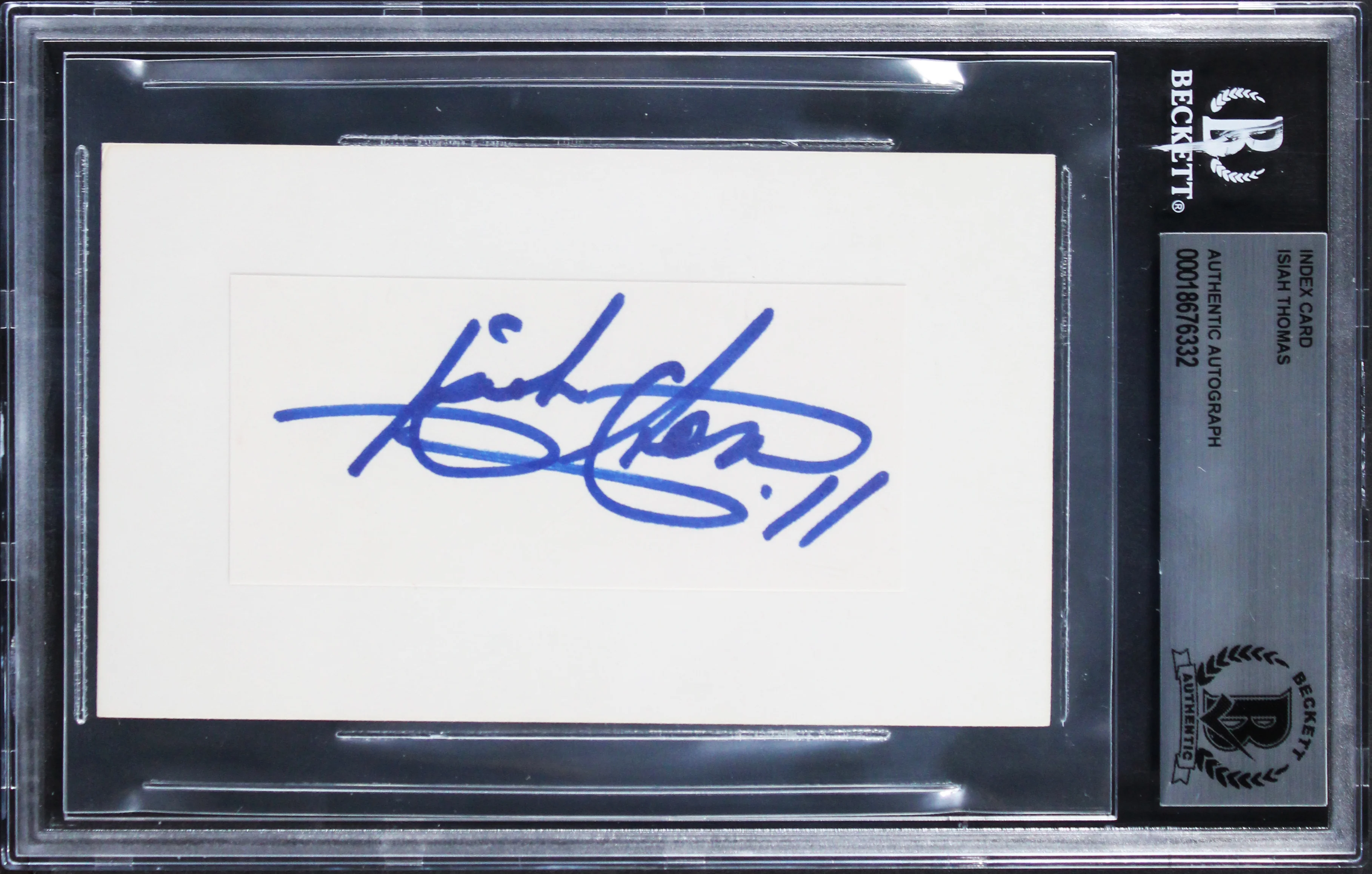 Pistons Isiah Thomas Authentic Signed 1.5x3.5 Inch Cut Signature BAS Slabbed - Image 2