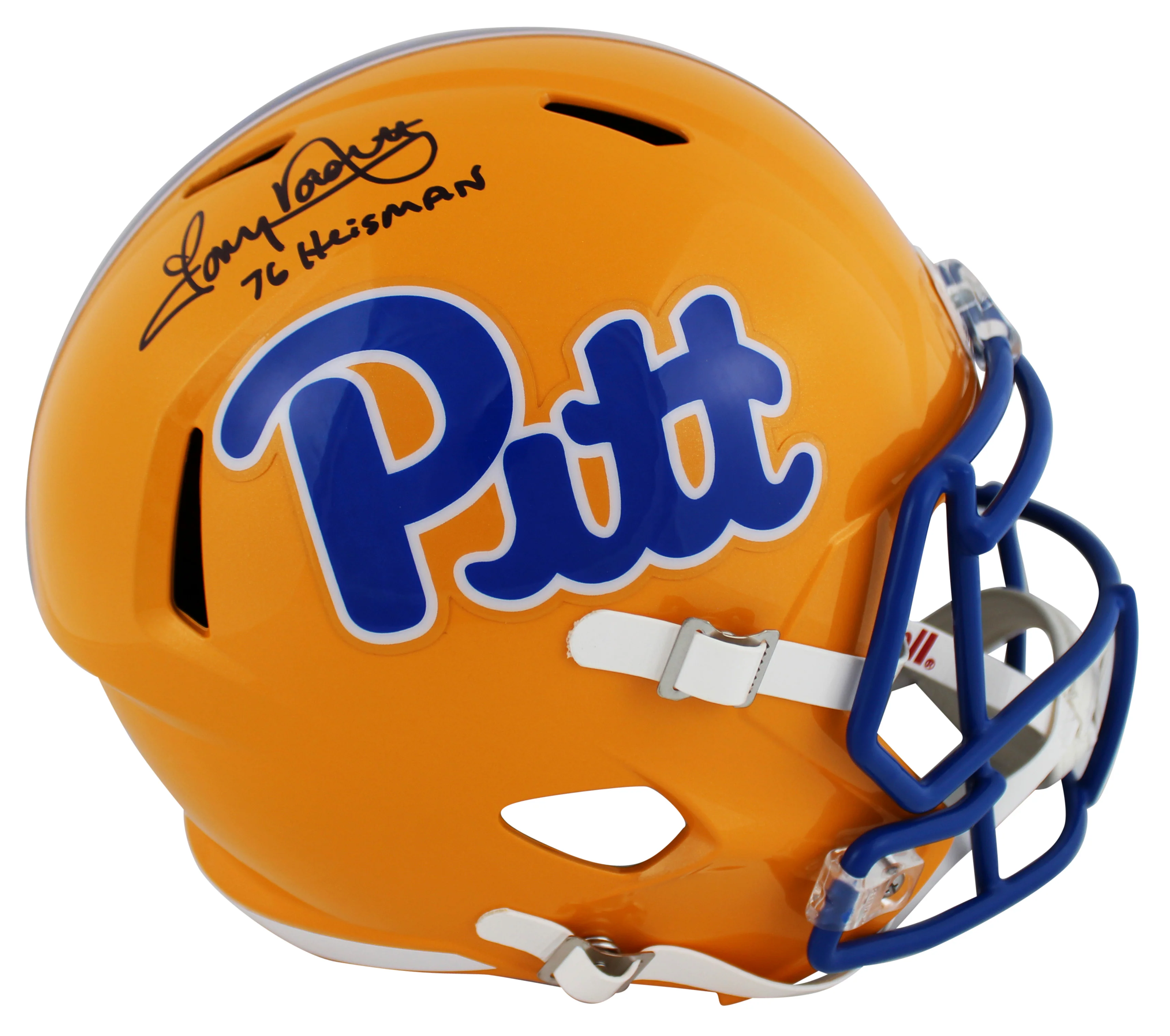 Pittsburgh Tony Dorsett 76 Heisman Signed Yellow Full Size Speed Rep Helmet BAS - Image 2
