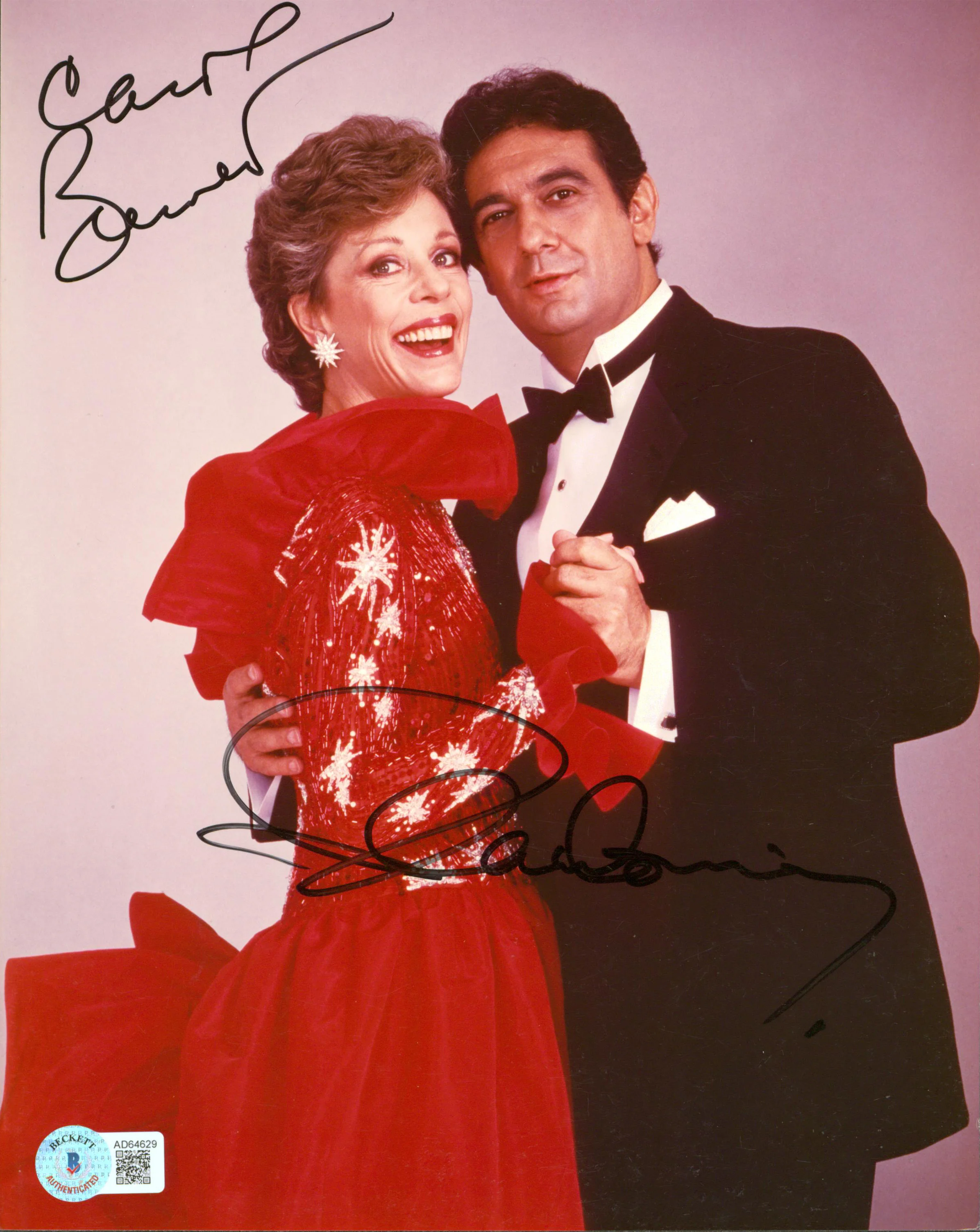 Placido Domingo & Carol Burnett Authentic Signed 8x10 Photo BAS #AD64629 - Image 2
