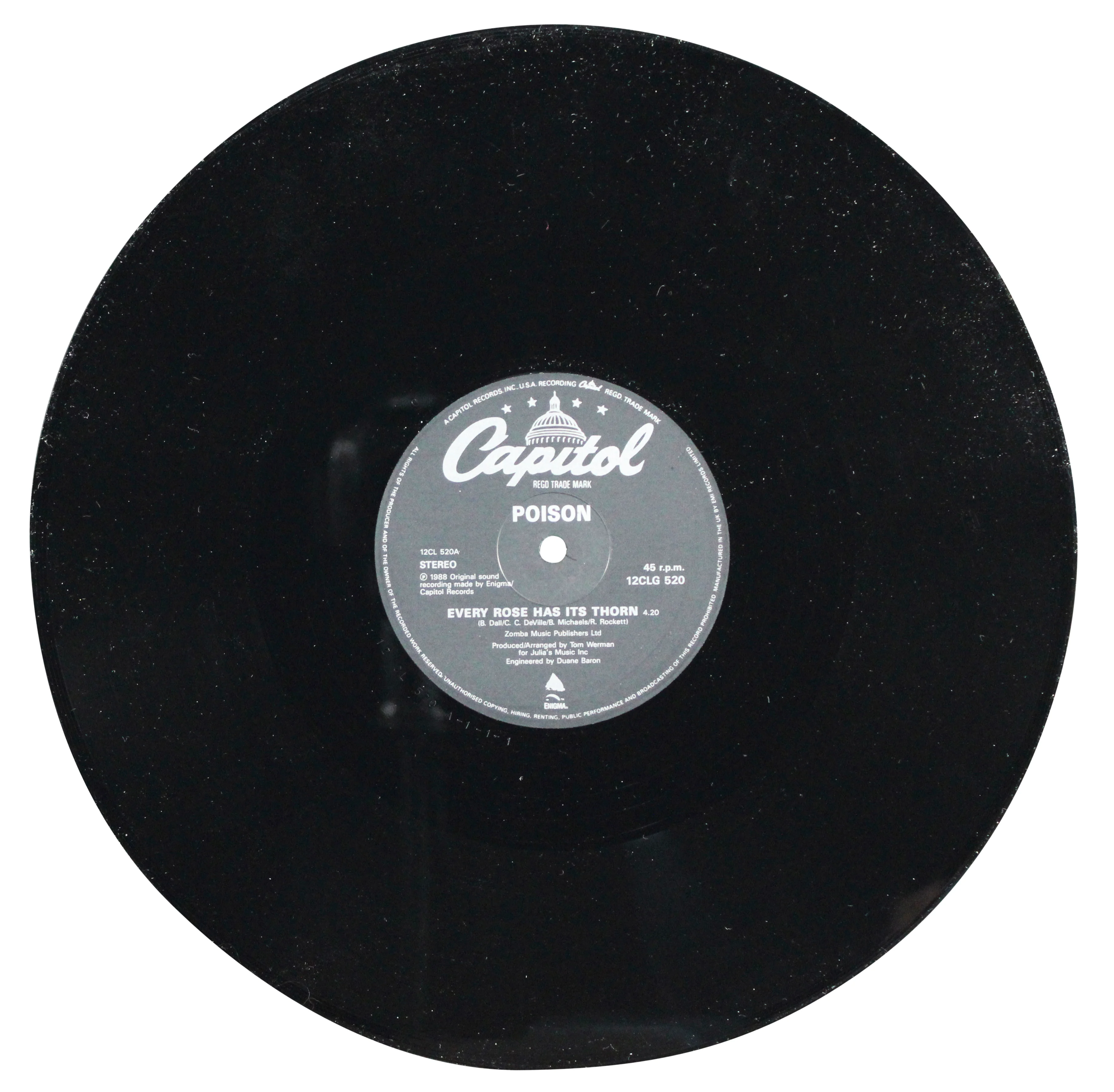 Poison (4) Michaels, DeVille, Dall & Rocket Signed Album w/ Vinyl JSA #CL51539 - Image 10