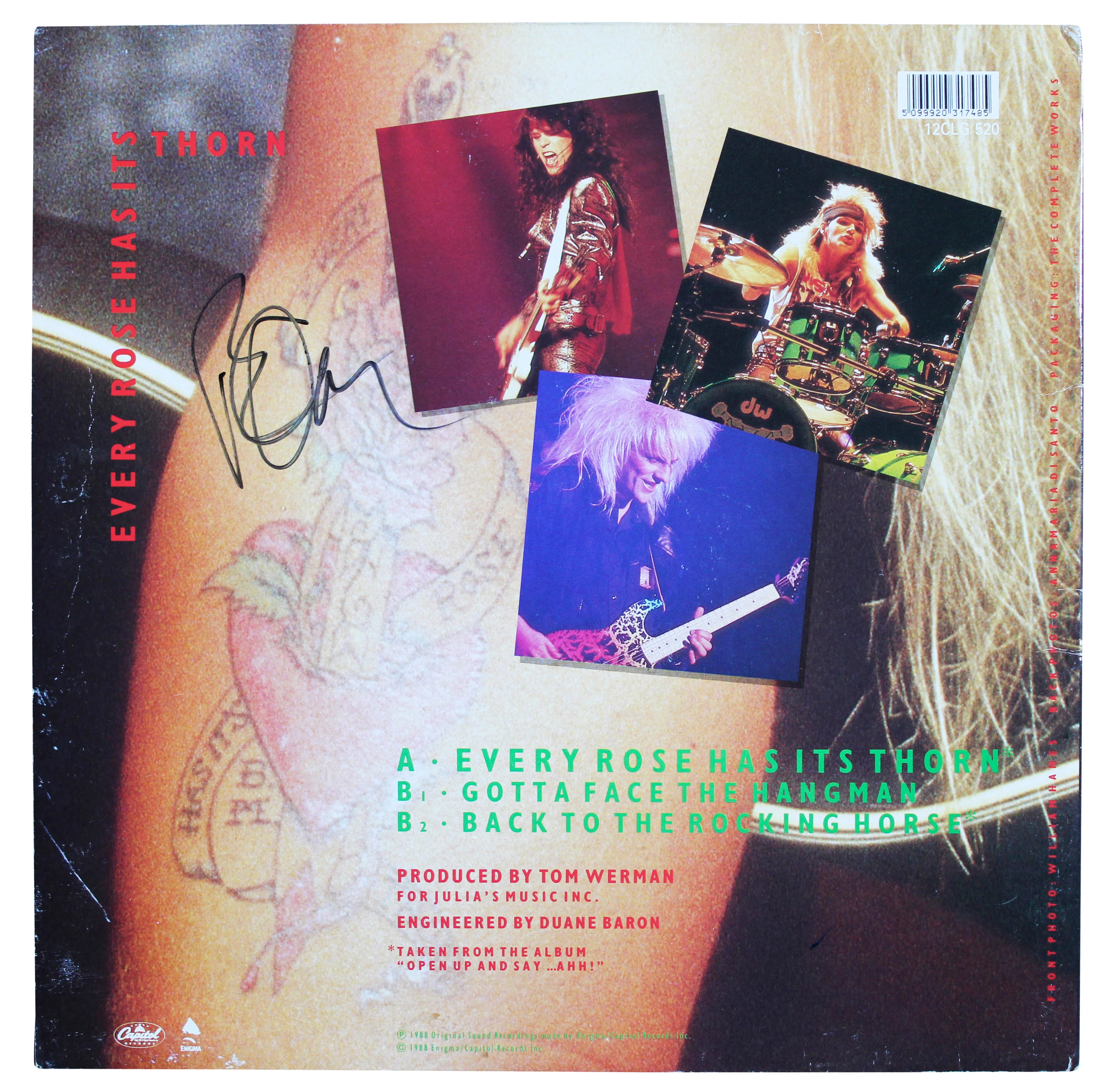 Poison (4) Michaels, DeVille, Dall & Rocket Signed Album w/ Vinyl JSA #CL51539 - Image 5