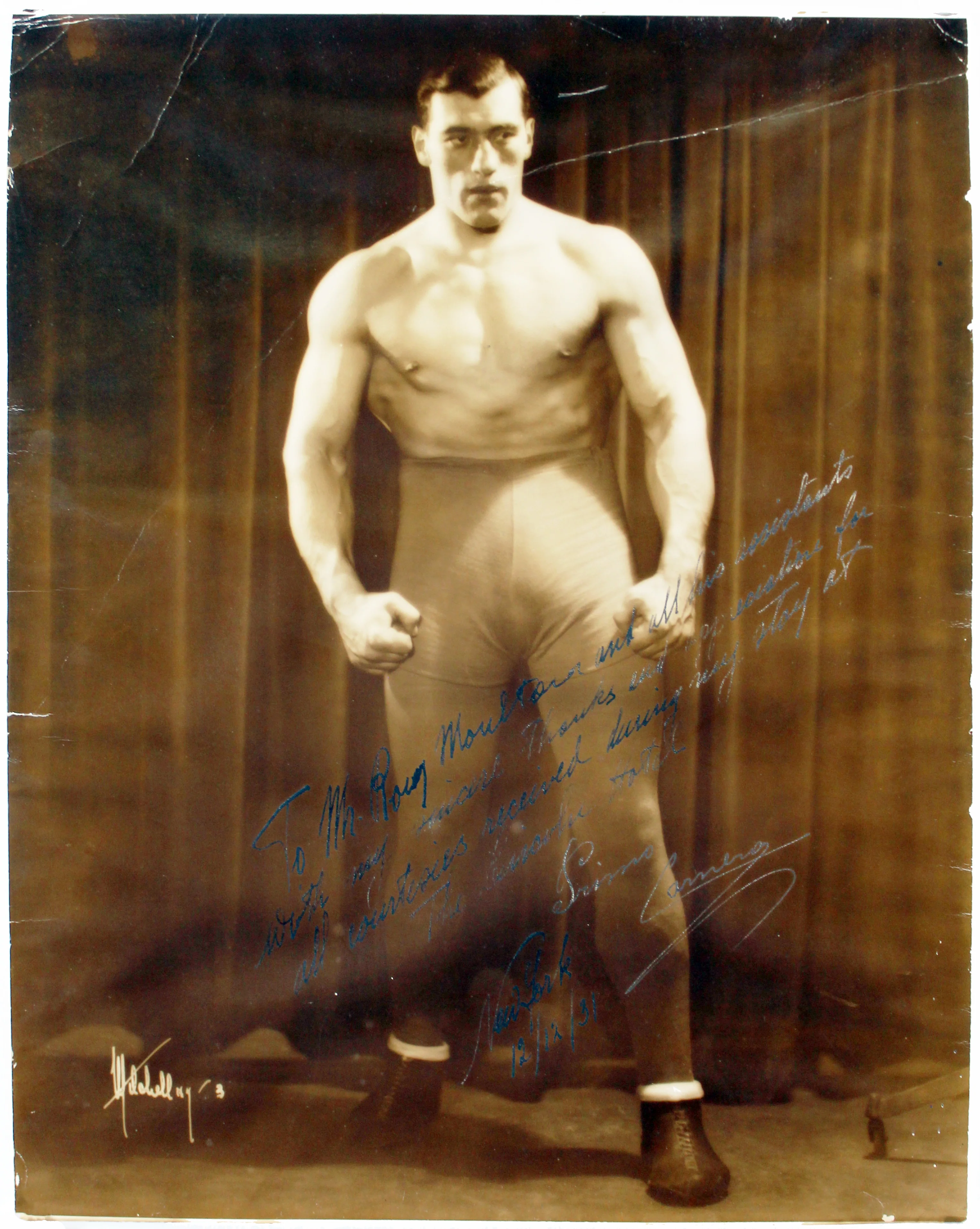Primo Carnera Authentic Signed 1931 13x16.5 Vintage Sepia Photo JSA #BB36794 - Image 2