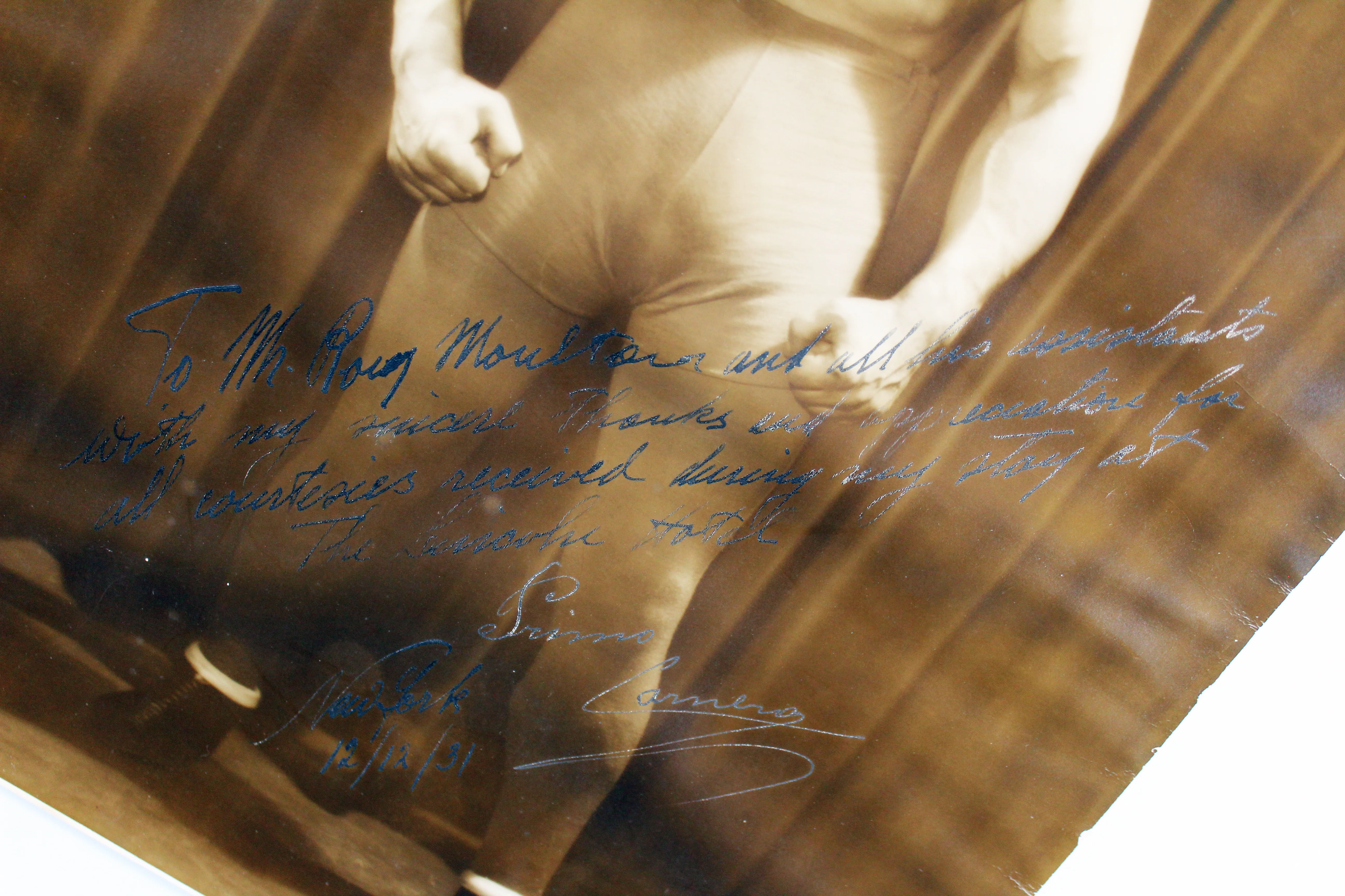 Primo Carnera Authentic Signed 1931 13x16.5 Vintage Sepia Photo JSA #BB36794 - Image 3