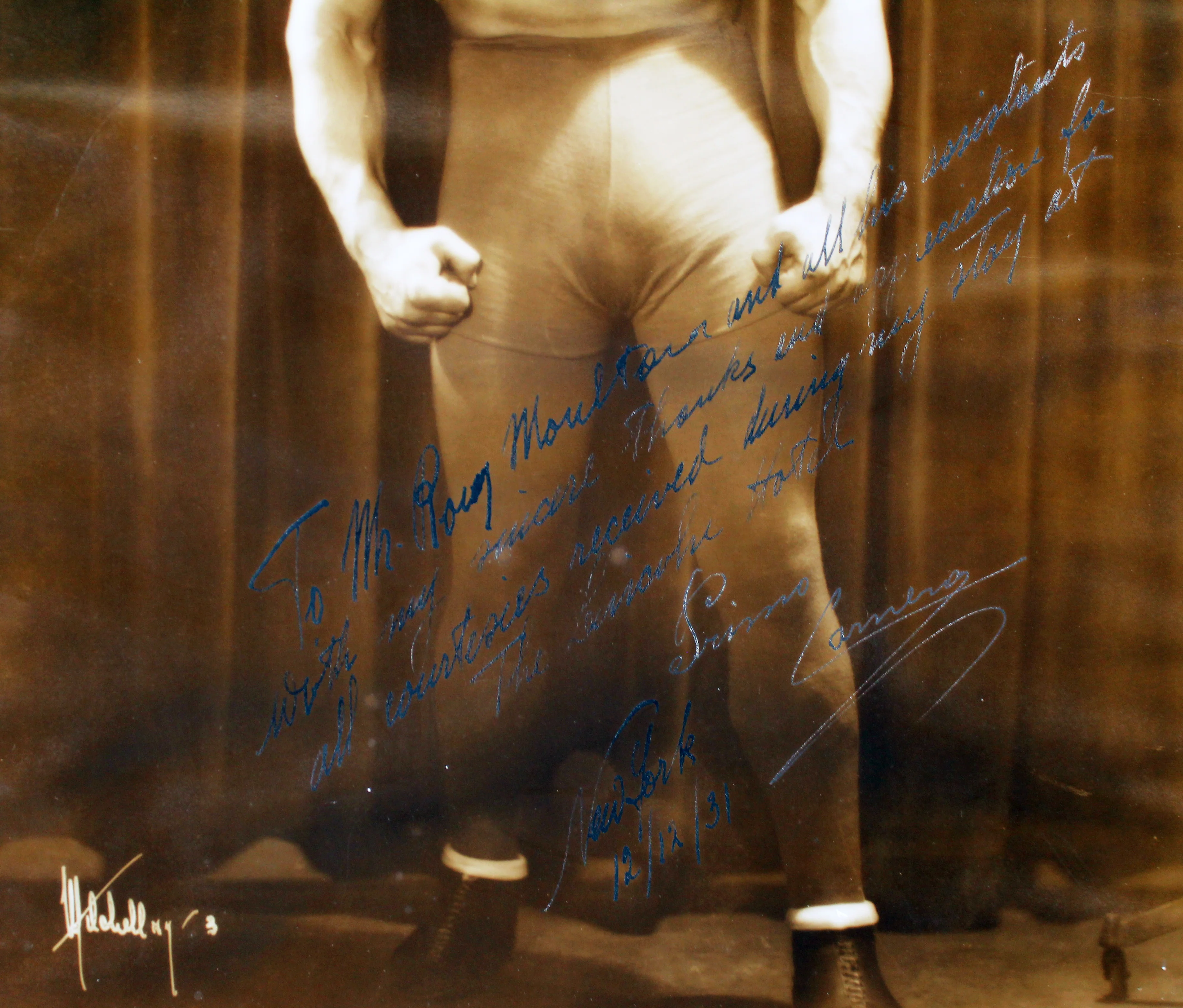 Primo Carnera Authentic Signed 1931 13x16.5 Vintage Sepia Photo JSA #BB36794 - Image 4
