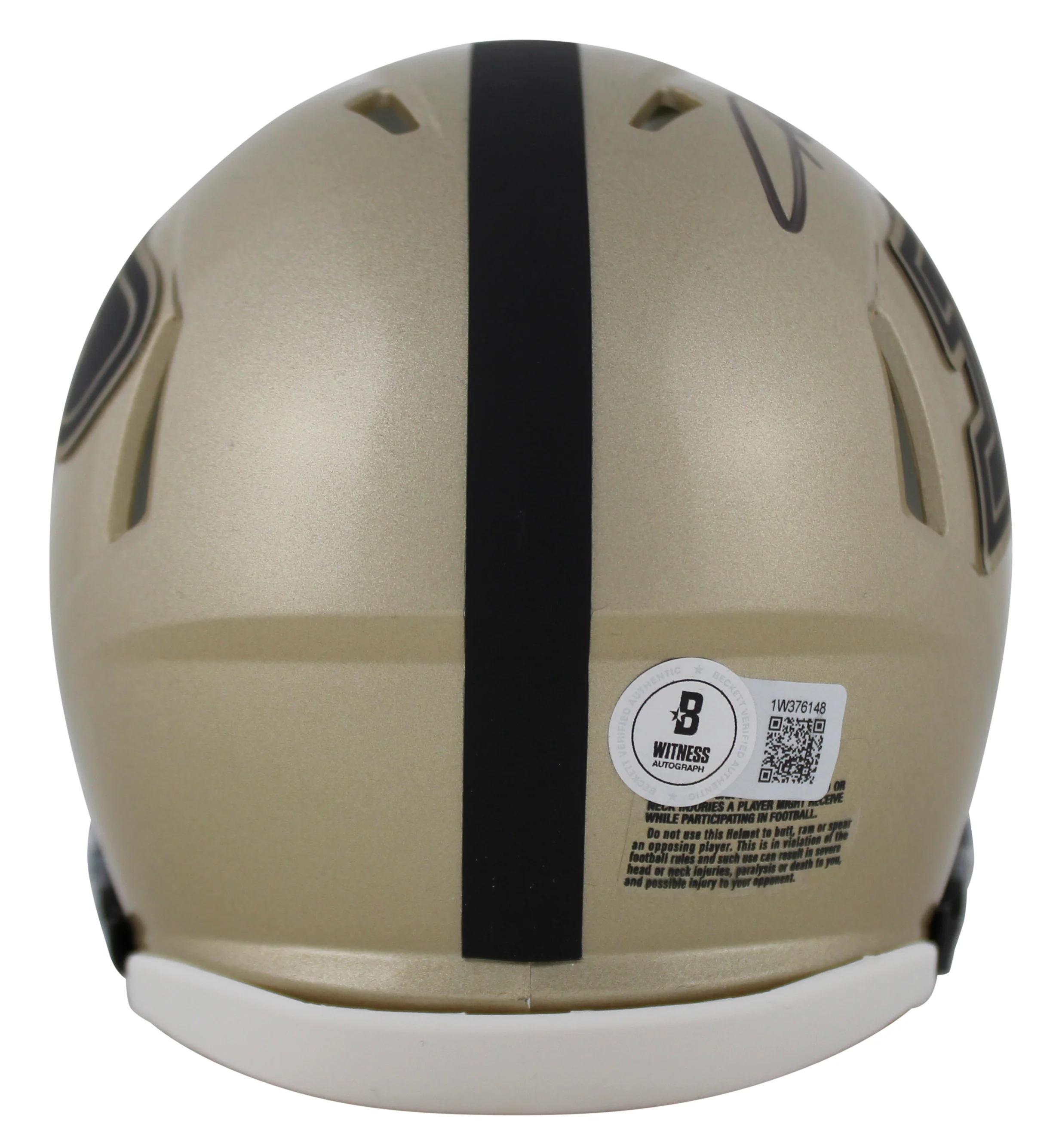 Purdue Aidan O'Connell Authentic Signed Gold Speed Mini Helmet BAS Witnessed - Image 3