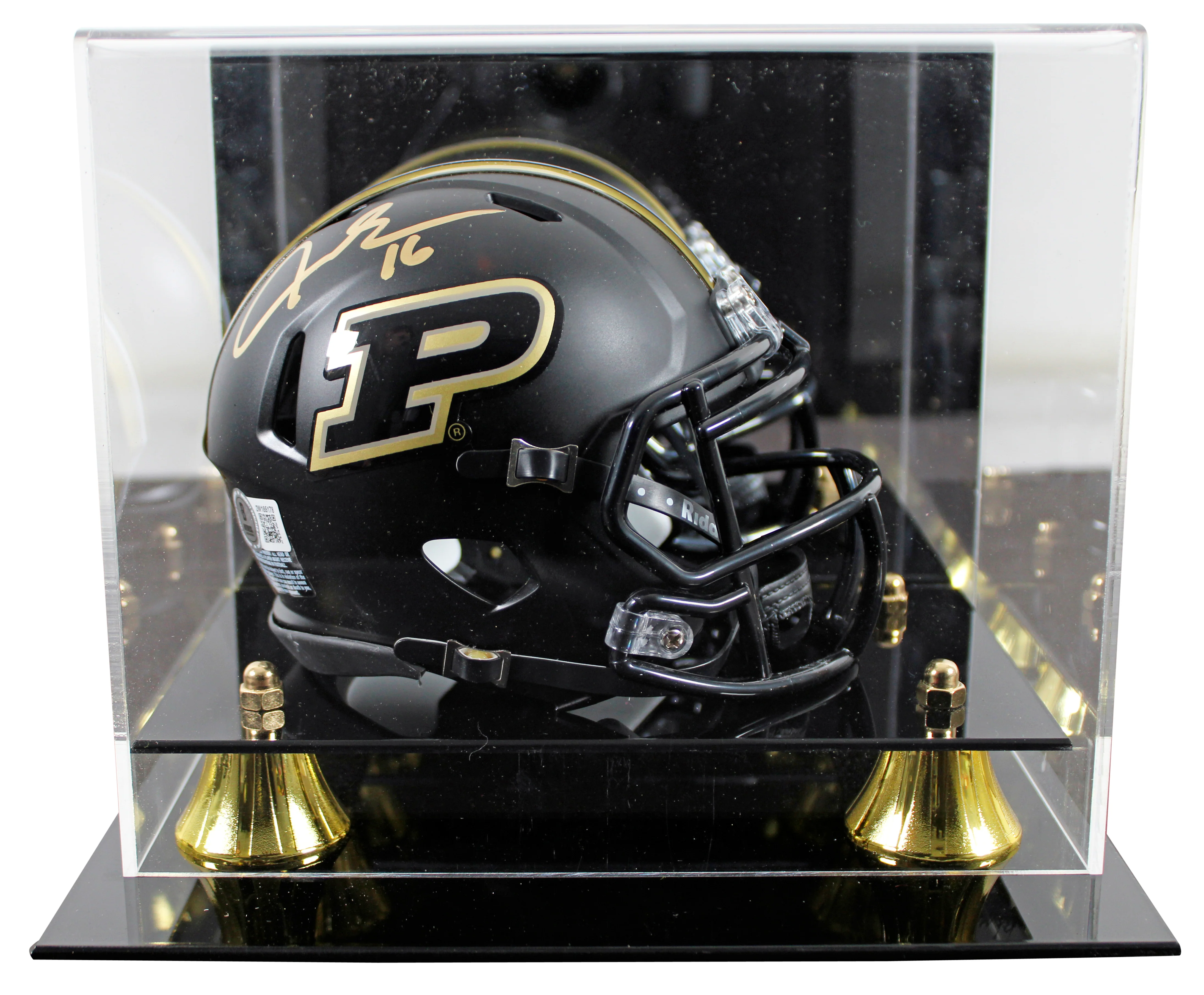 Purdue Aidan O'Connell Signed 2024 Black Speed Mini Helmet W/ Case BAS Witness - Image 2