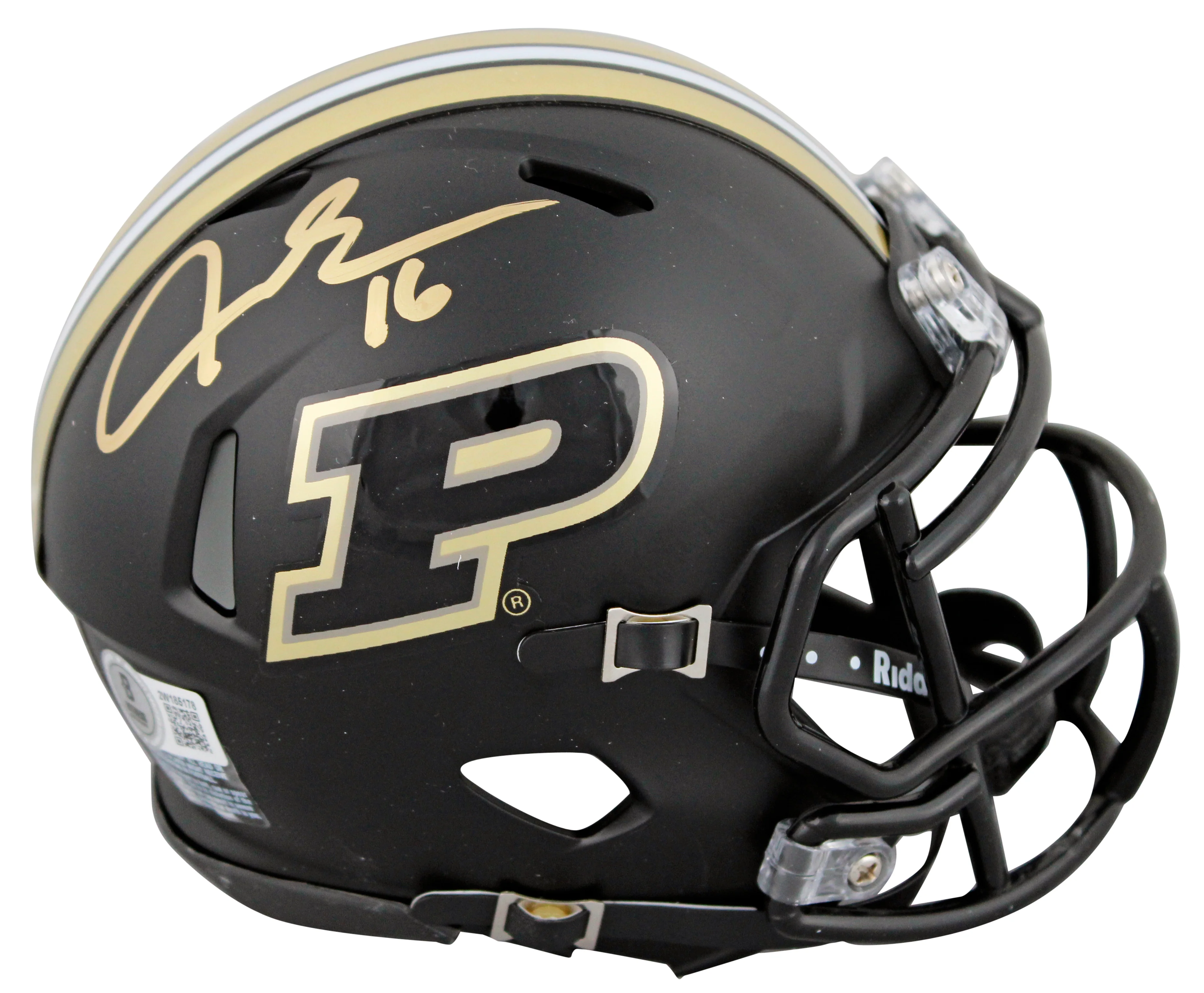 Purdue Aidan O'Connell Signed 2024 Black Speed Mini Helmet W/ Case BAS Witness - Image 3