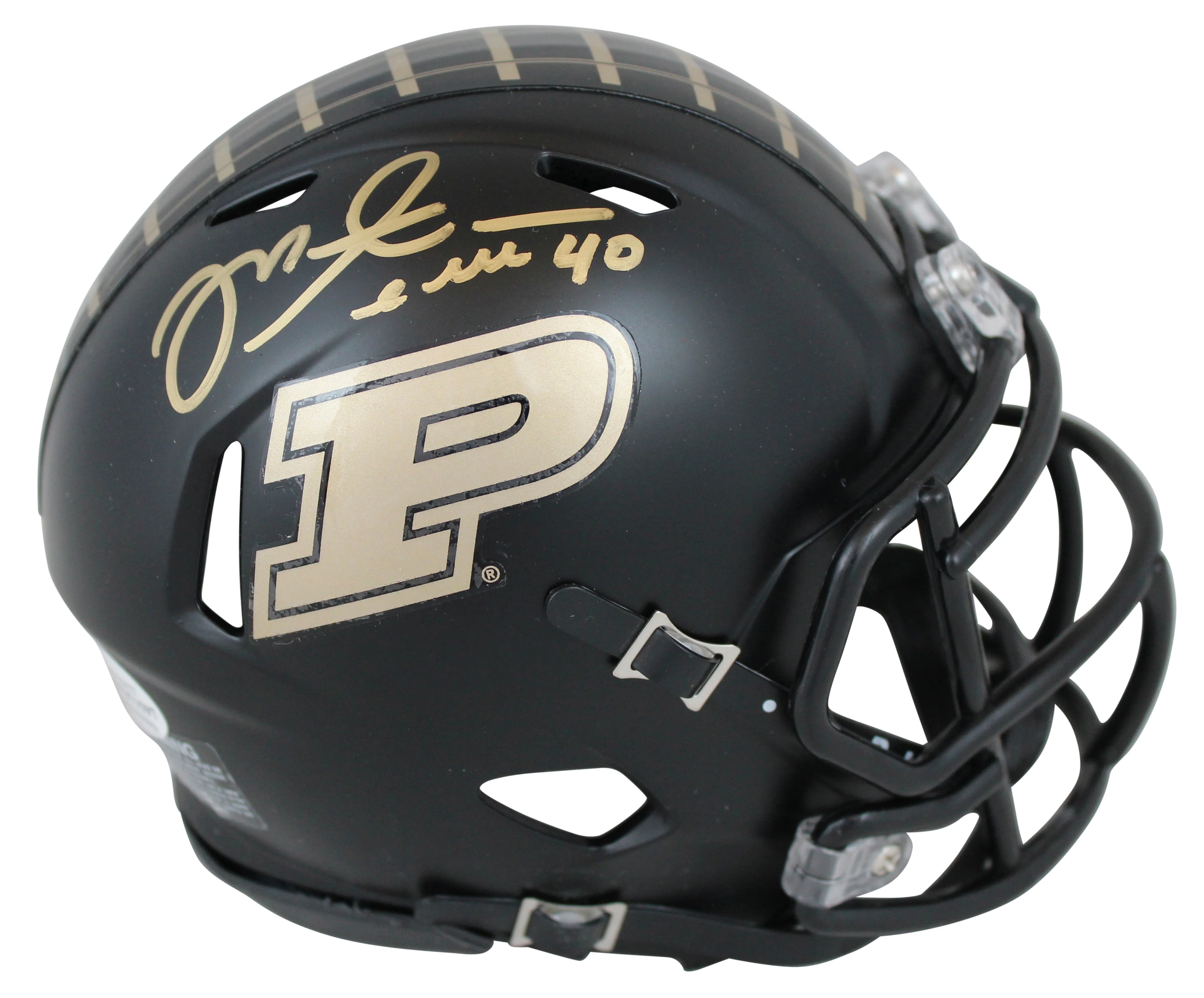 Purdue Mike Alstott Authentic Signed Black Speed Mini Helmet BAS Witnessed - Image 2