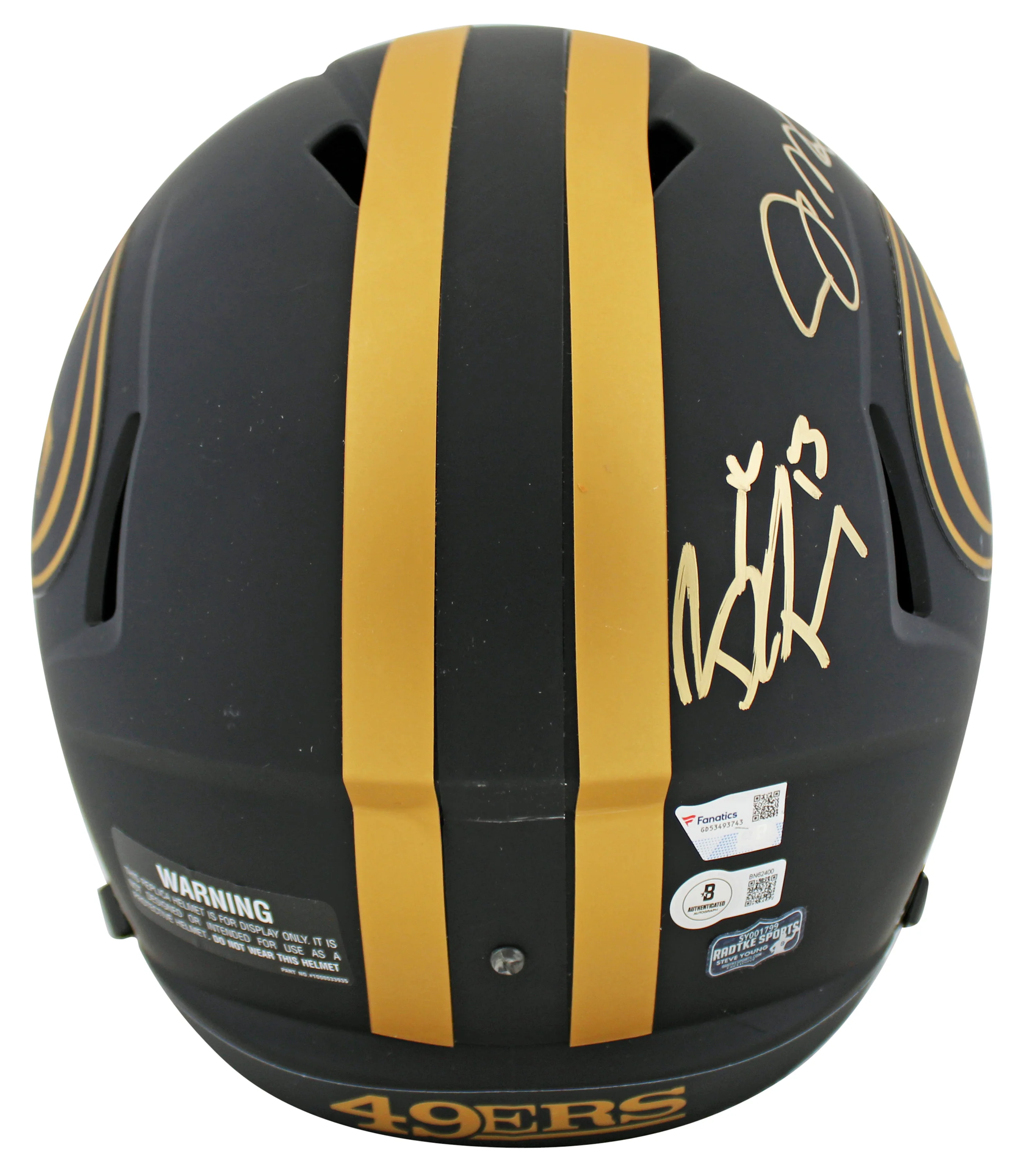 Purdy, Montana & Young Signed Eclipse F/S Speed Rep Helmet W/ Case BAS & Fan - Image 4