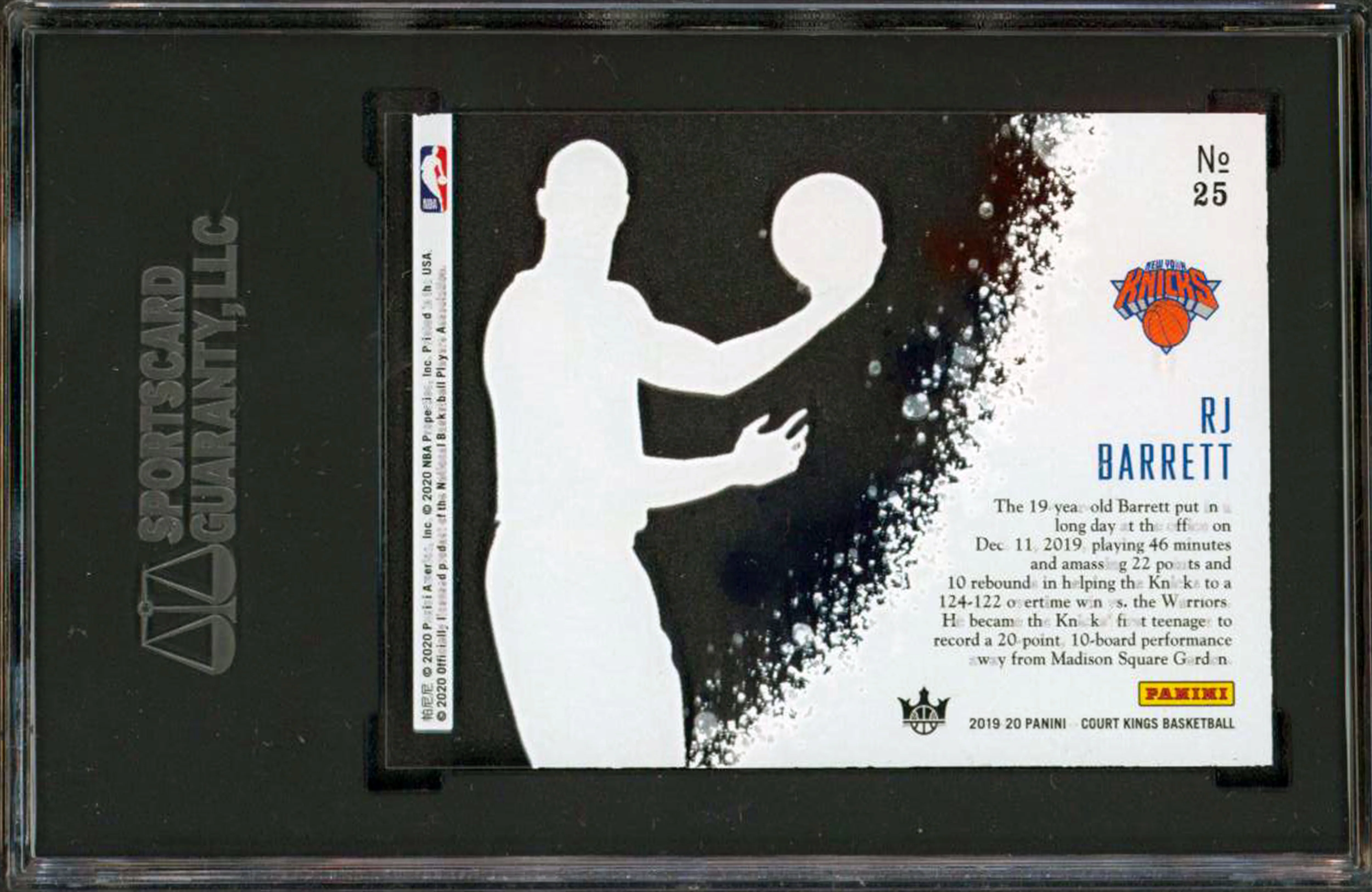R.J. Barrett 2019 Panini Court Kings #25 Acetate Rookies Card Graded 9.5! SGC - Image 3