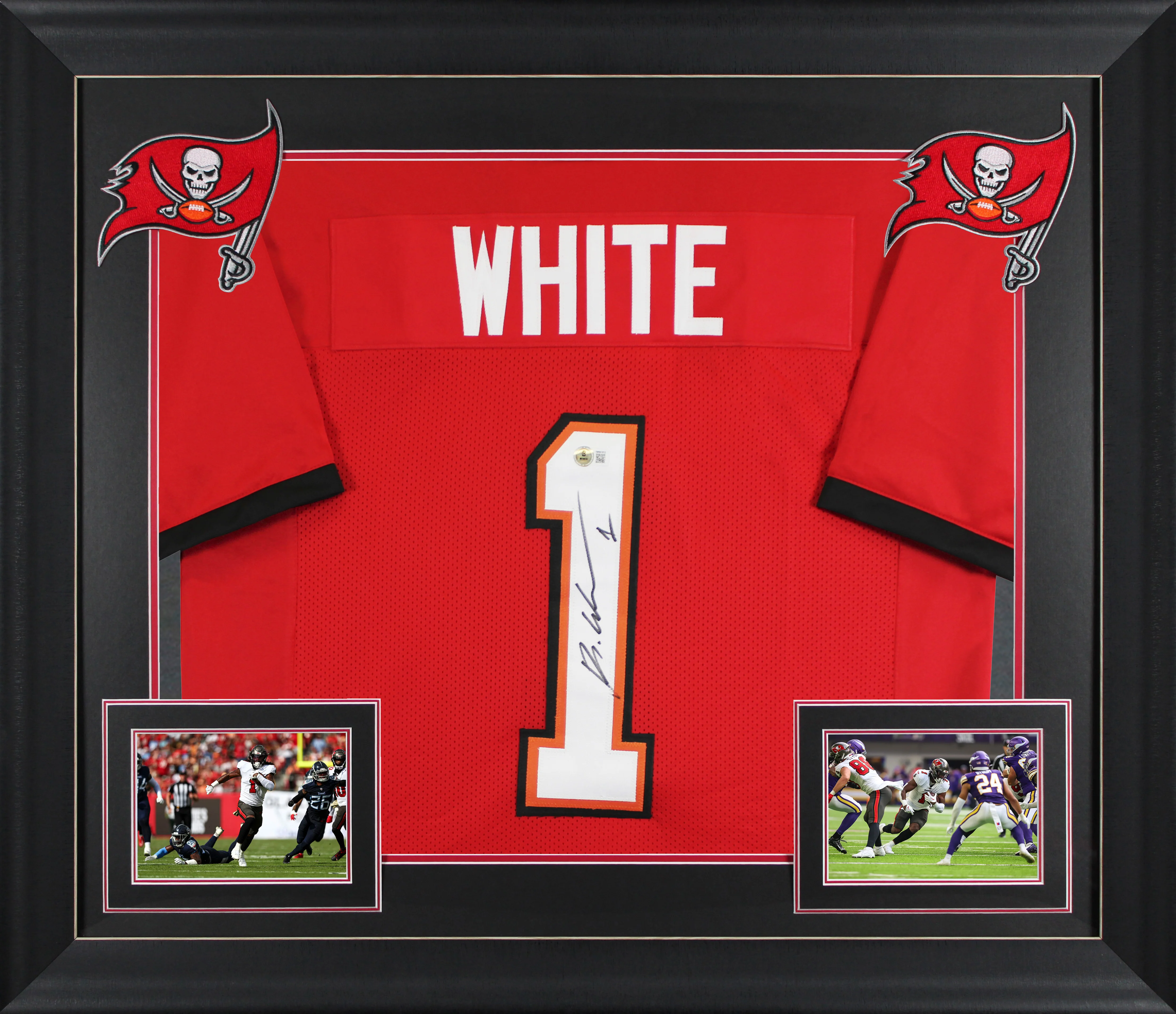 Rachaad White Authentic Signed Red Pro Style Framed Jersey BAS Witnessed - Image 2