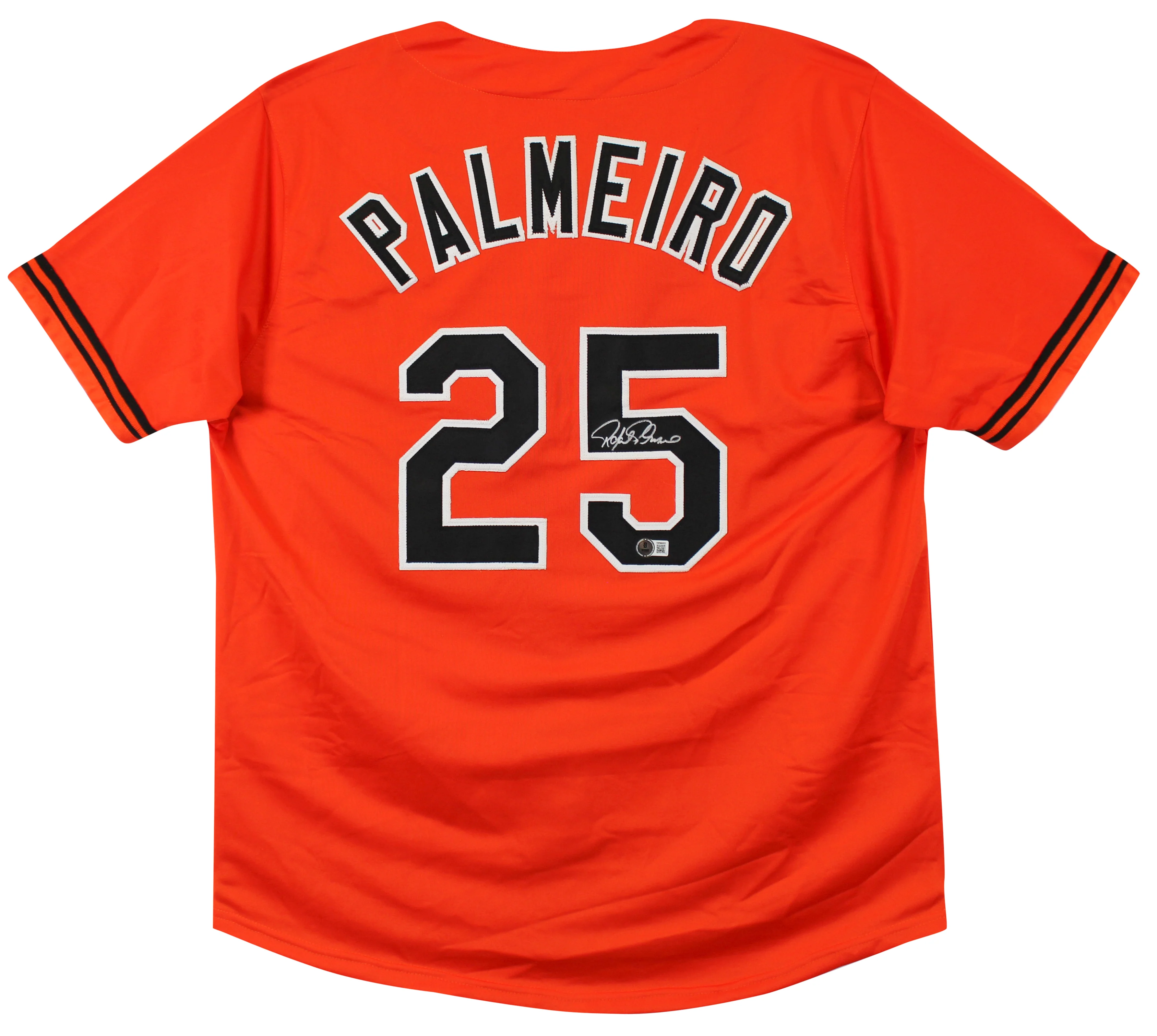 Rafael Palmeiro Authentic Signed Orange Pro Style Jersey BAS Witnessed - Image 2