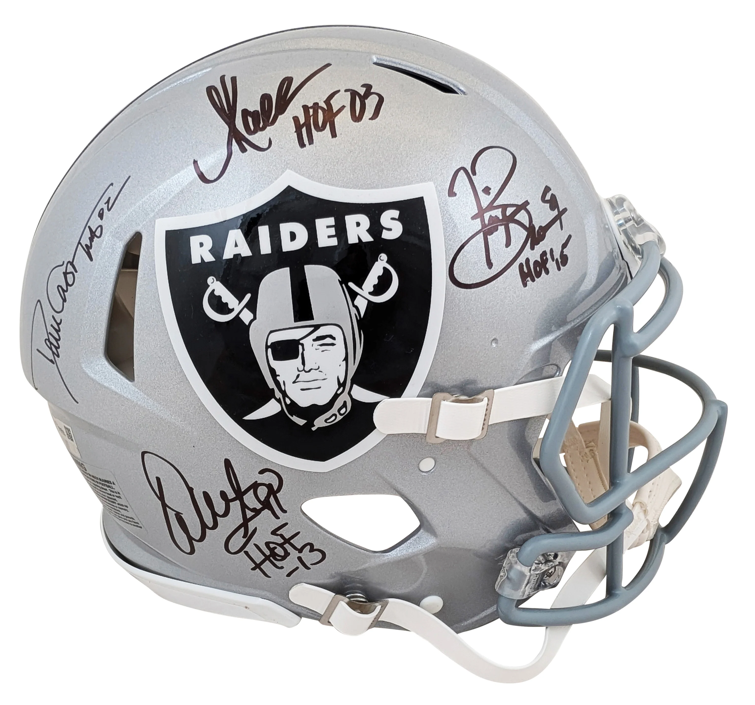Raiders (4) Casper, Allen, Brown, Sapp Signed Full Size Speed Proline Helmet BAS - Image 2