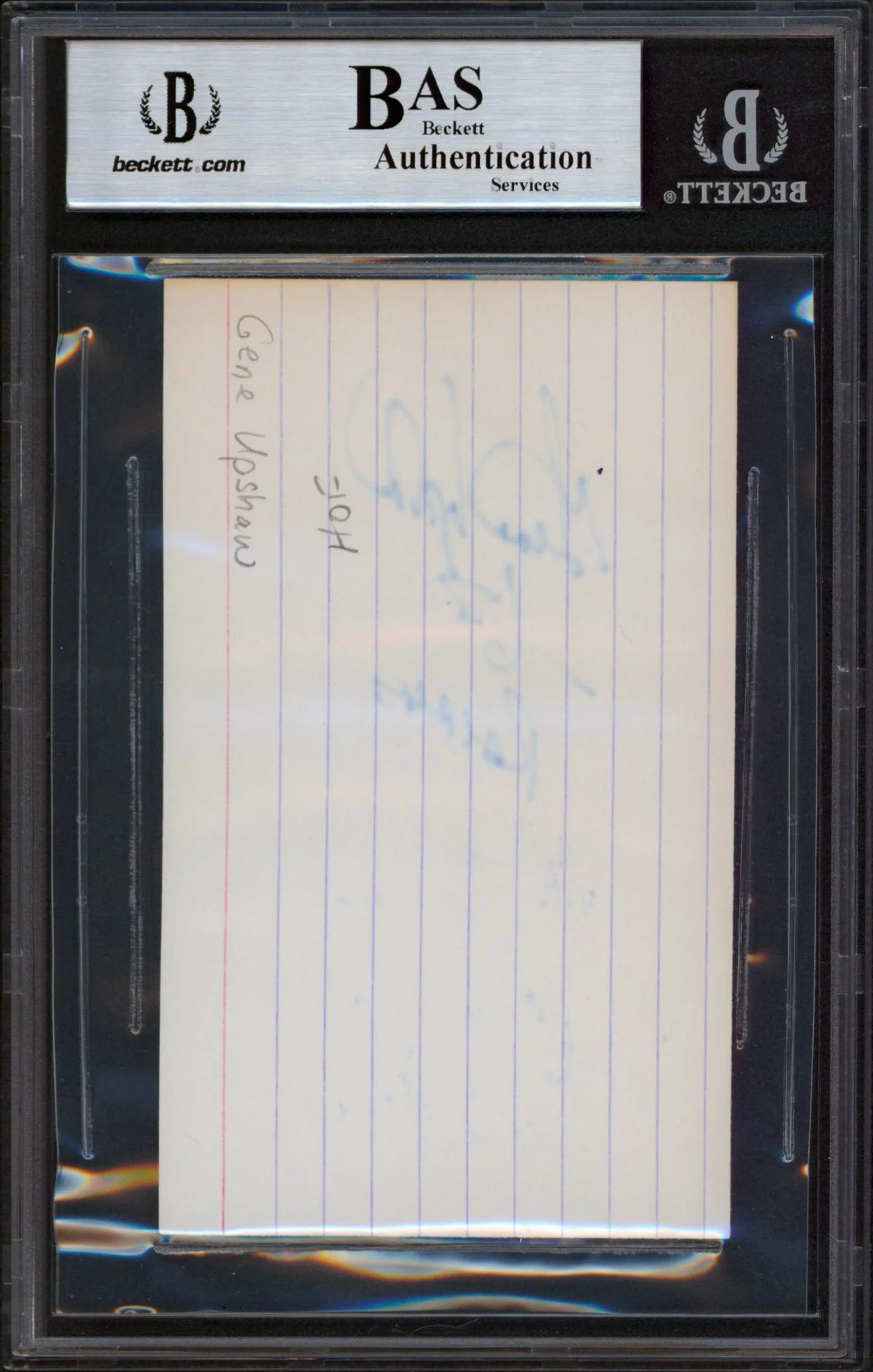 Raiders Gene Upshaw 63 Raiders Authentic Signed 3x5 Index Card BAS Slabbed - Image 3