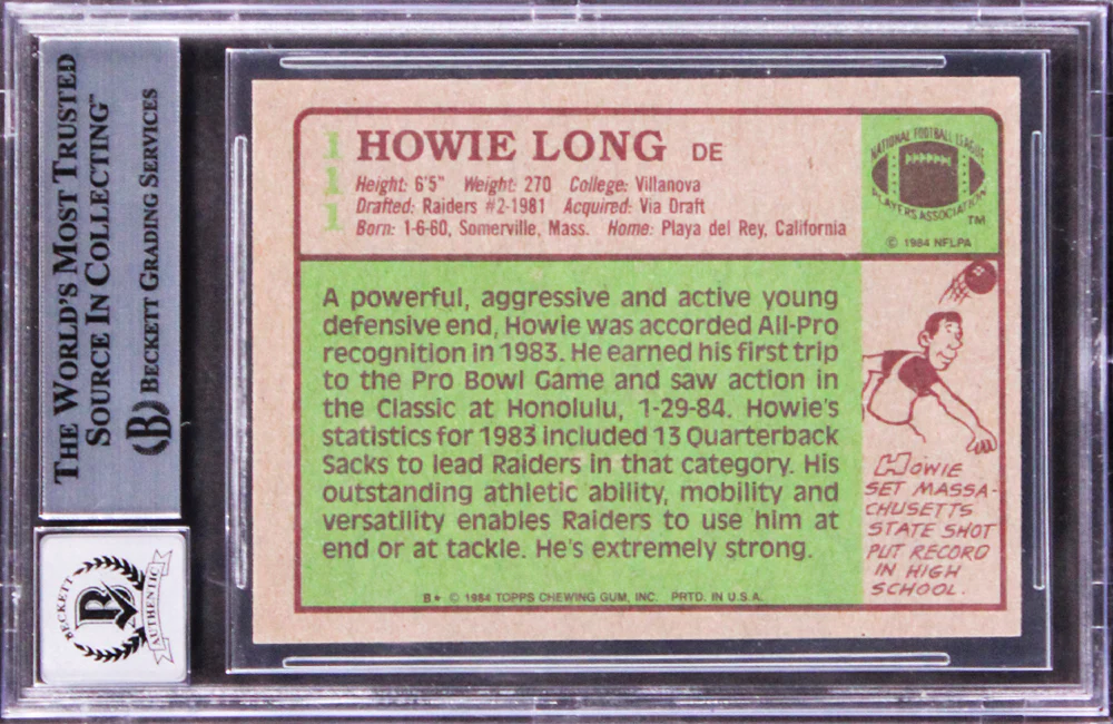 Raiders Howie Long Signed 1984 Topps #111 Rookie Card Auto Gem 10! BAS Slabbed 2 - Image 3