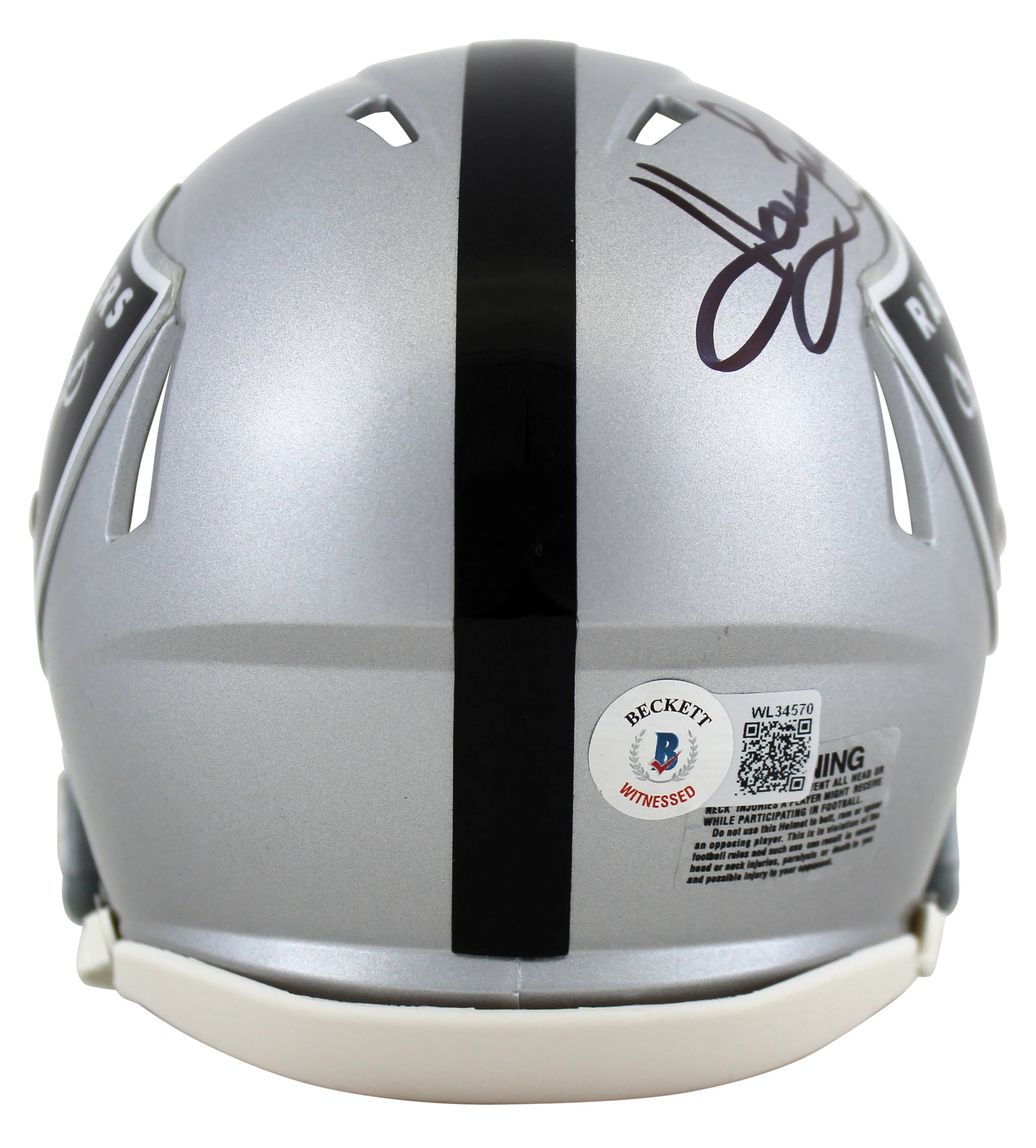 Raiders Howie Long Signed Silver Speed Mini Helmet W/ Case BAS Witnessed - Image 4