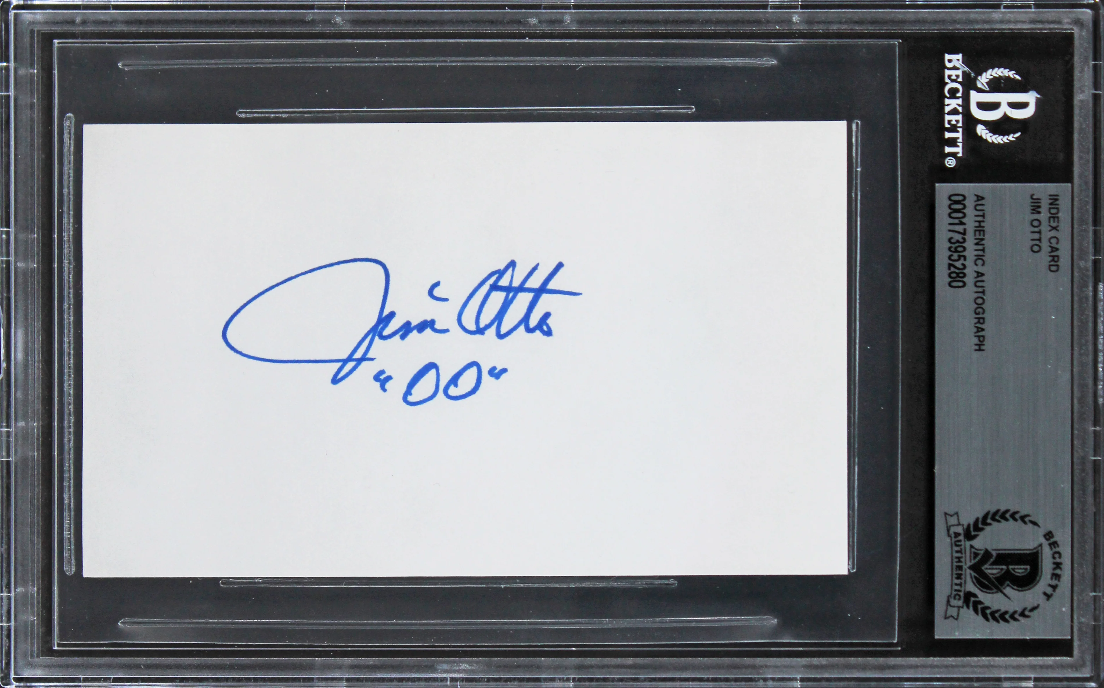 Raiders Jim Otto "00" Authentic Signed 3x5 Index Card Autographed BAS Slabbed - Image 2