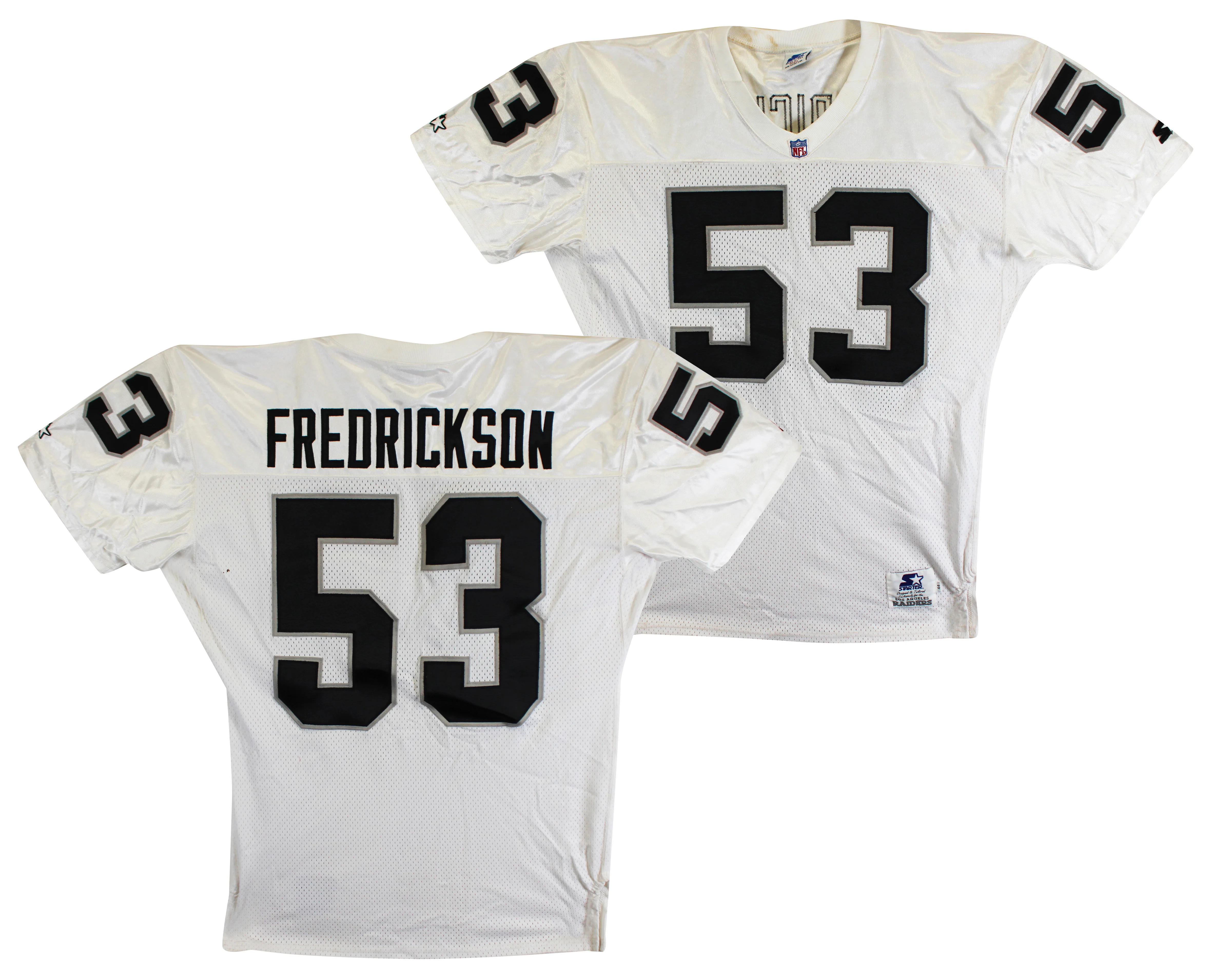 Raiders Rob Fredrickson Authentic White Starter Size 44 Jersey - Image 2