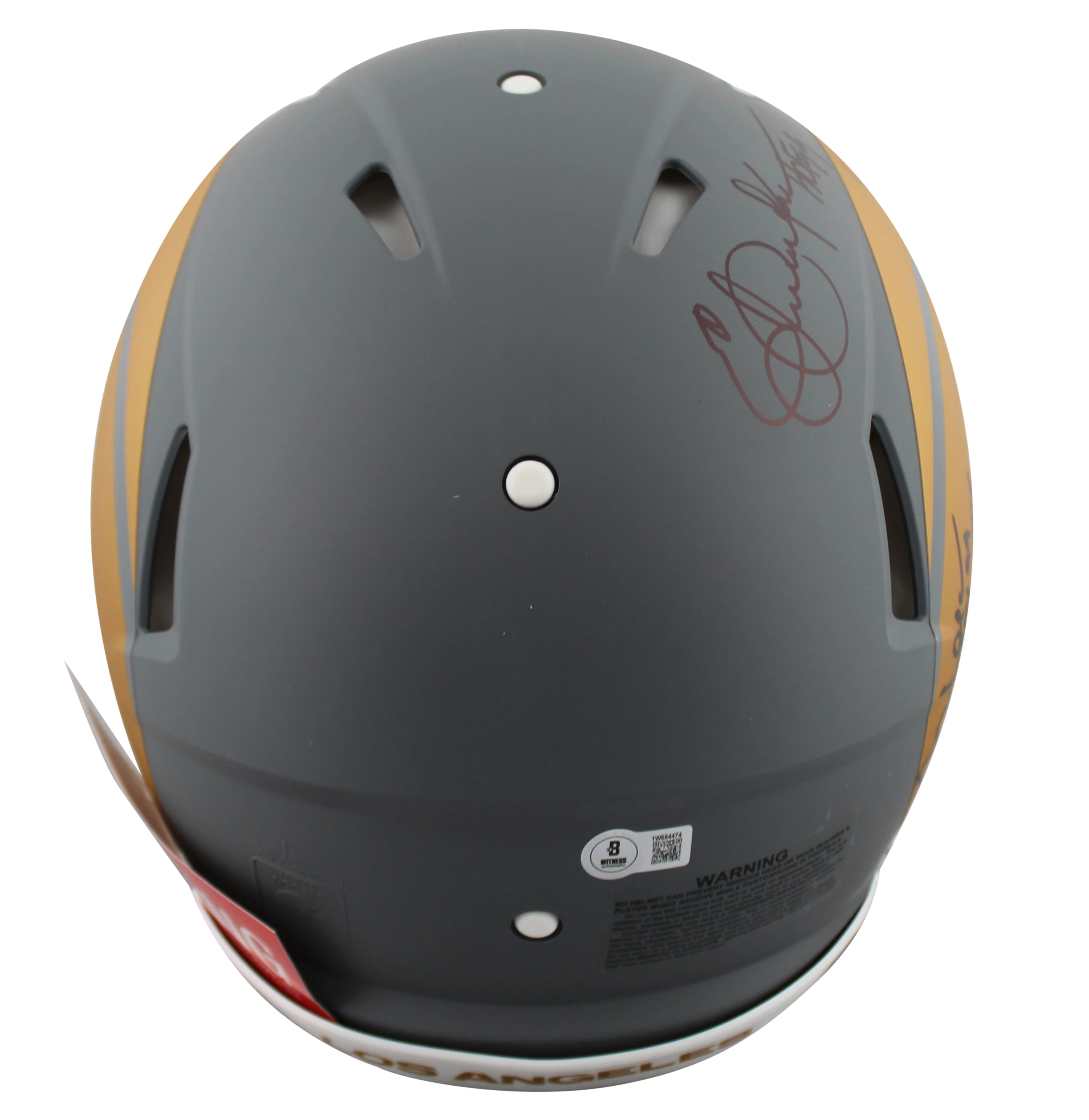 Rams (3) Bettis, Dickerson, & Faulk Signed Slate F/S Speed Proline Helmet BAS W - Image 3