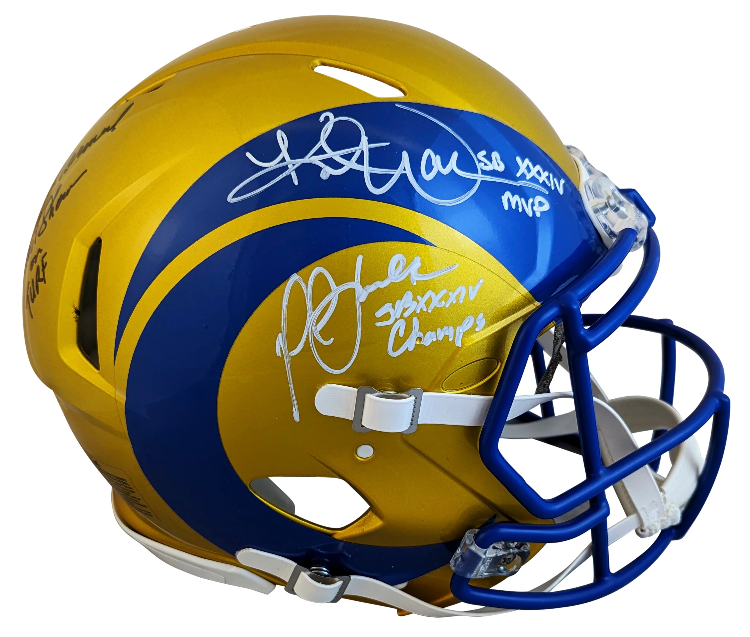 Rams (3) Warner, Faulk & Vermeil Signed Flash F/S Speed Proline Helmet BAS Wit - Image 3