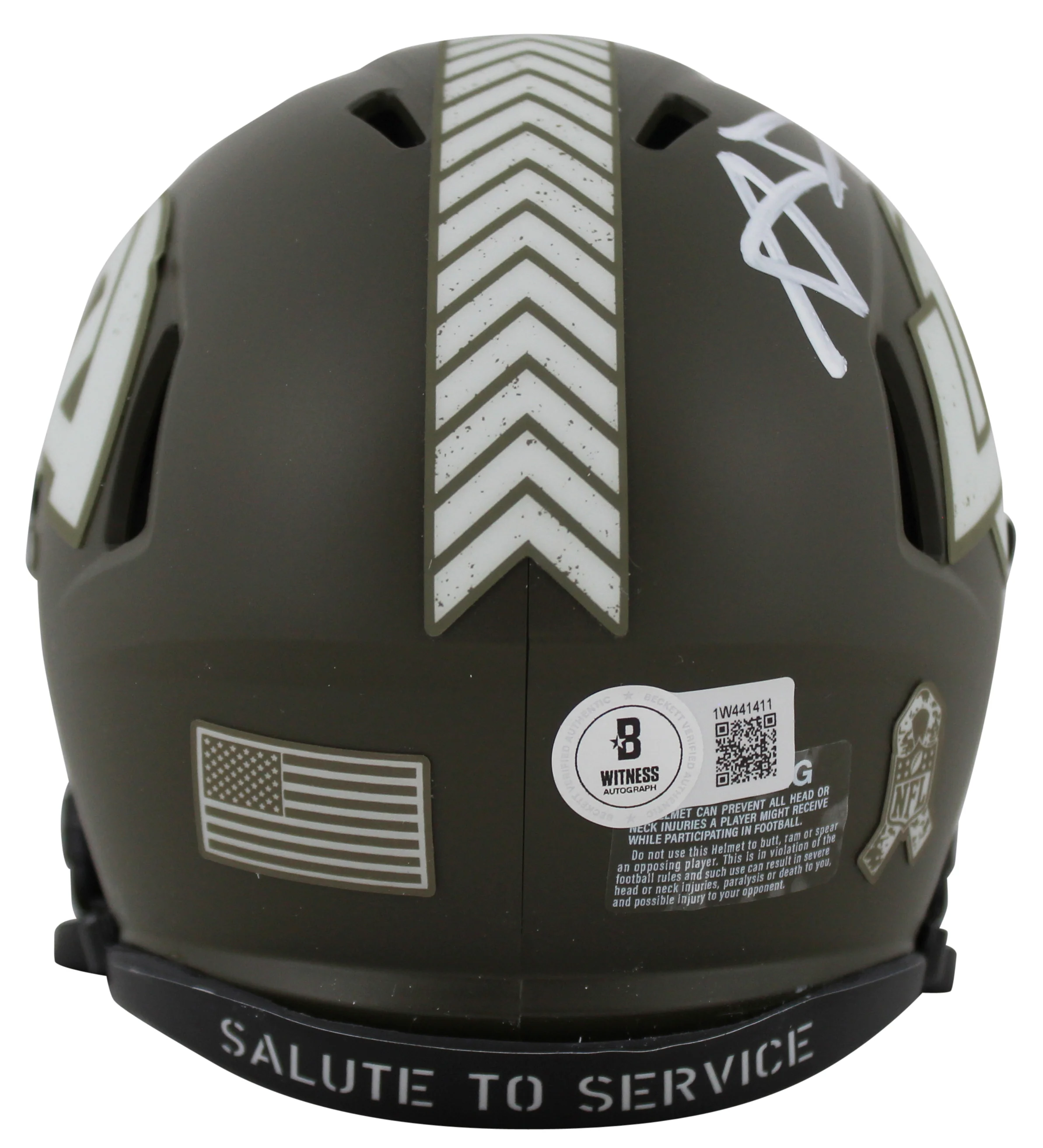 Rams Aaron Donald Authentic Signed Salute To Service Speed Mini Helmet BAS Wit - Image 3