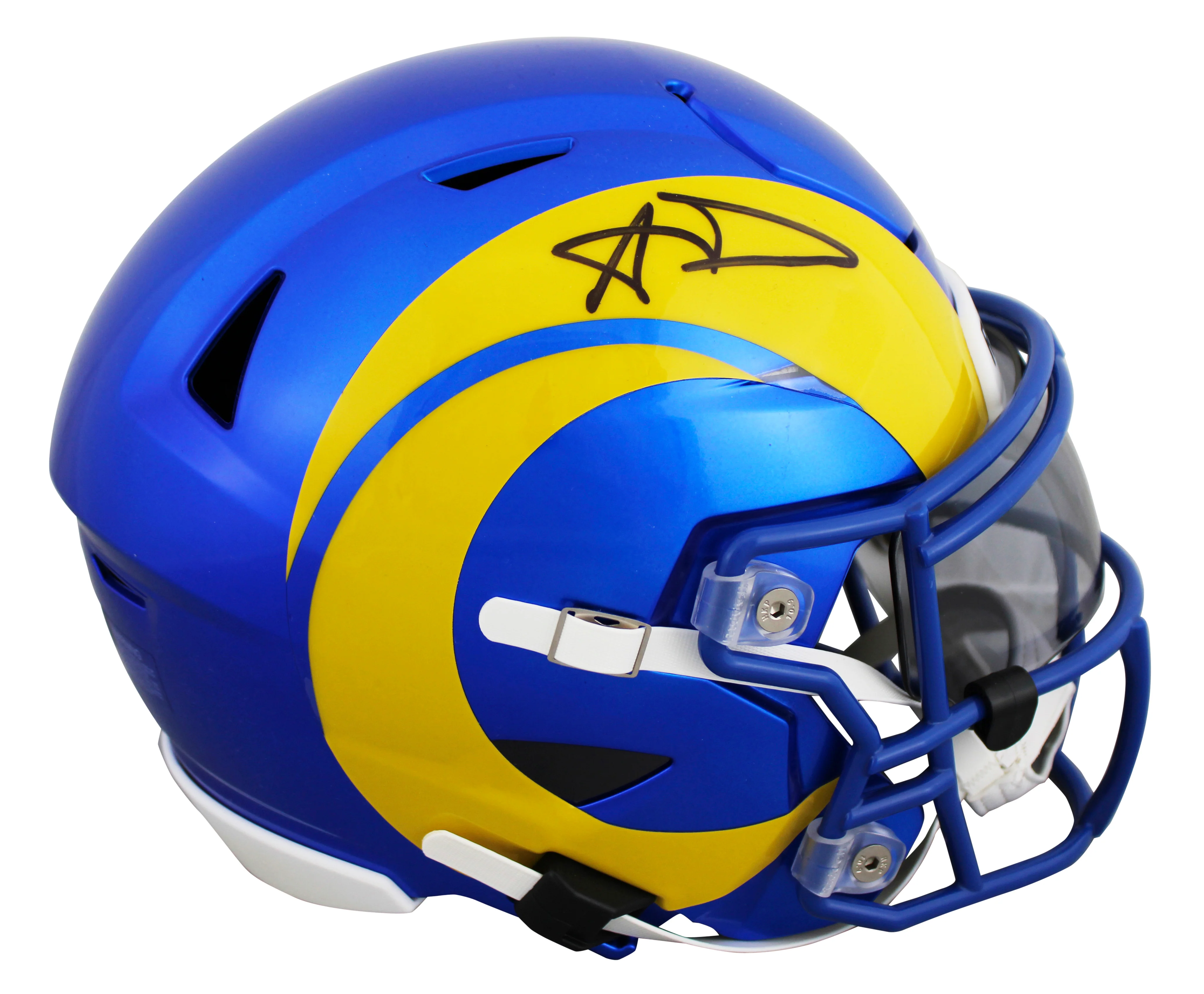 Rams Aaron Donald Authentic Signed Speed Flex Midi Replica Mid Size Helmet BAS - Image 3