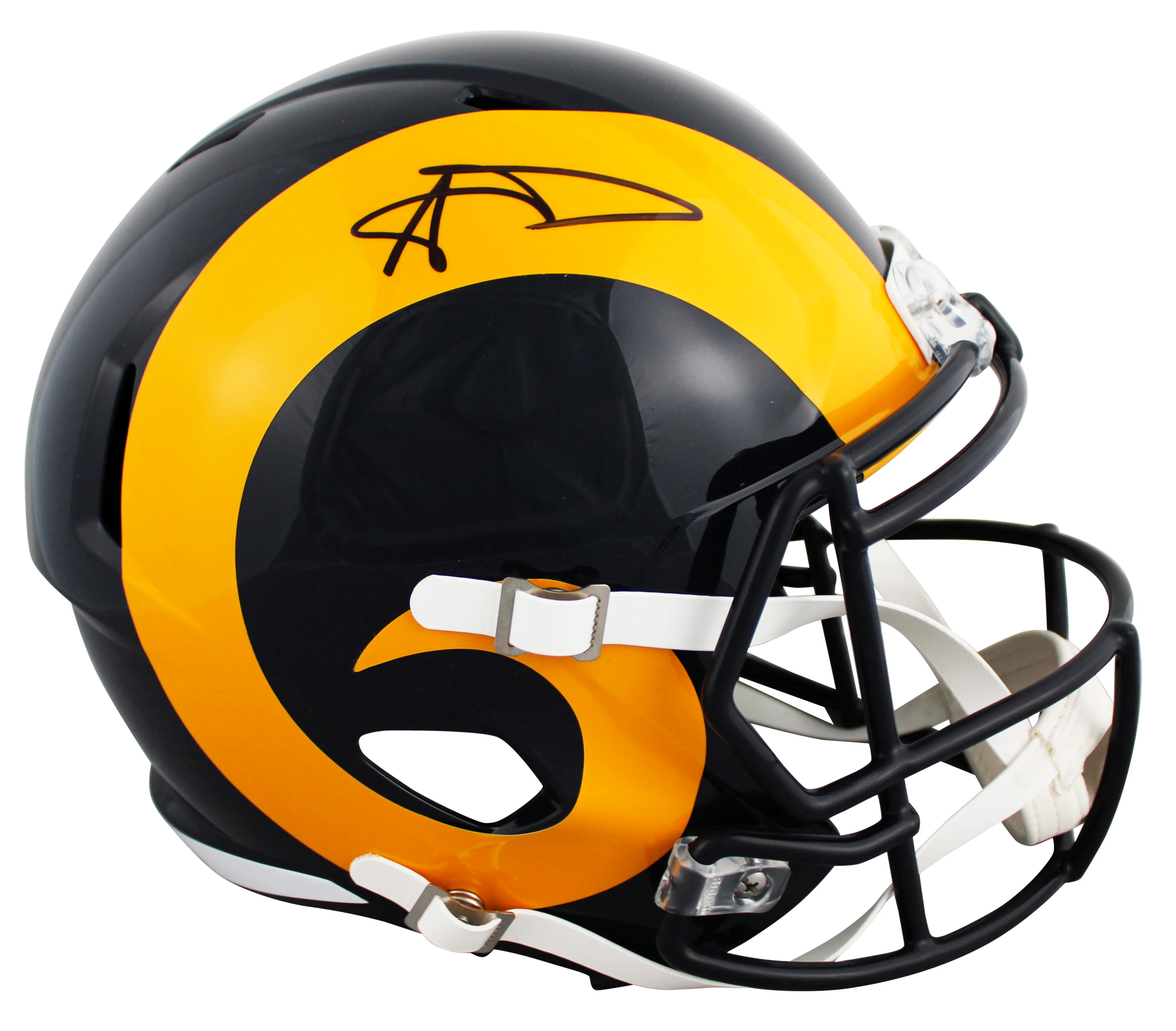 Rams Aaron Donald Signed 1981-99 TB Full Size Speed Rep Helmet W/ Case BAS - Image 3