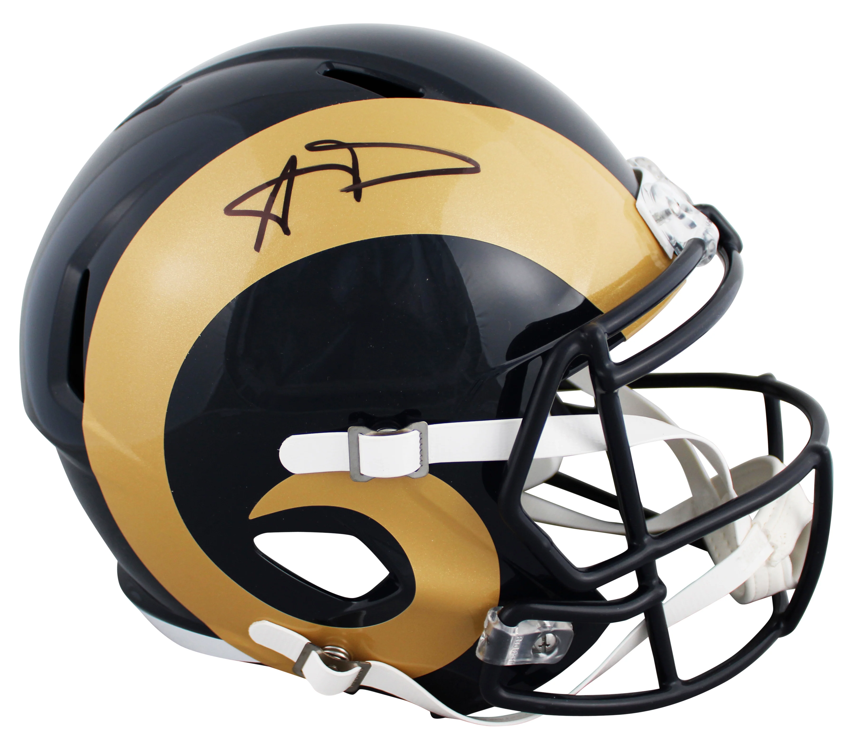 Rams Aaron Donald Signed 2000-16 TB Full Size Speed Rep Helmet W/ Case BAS - Image 3