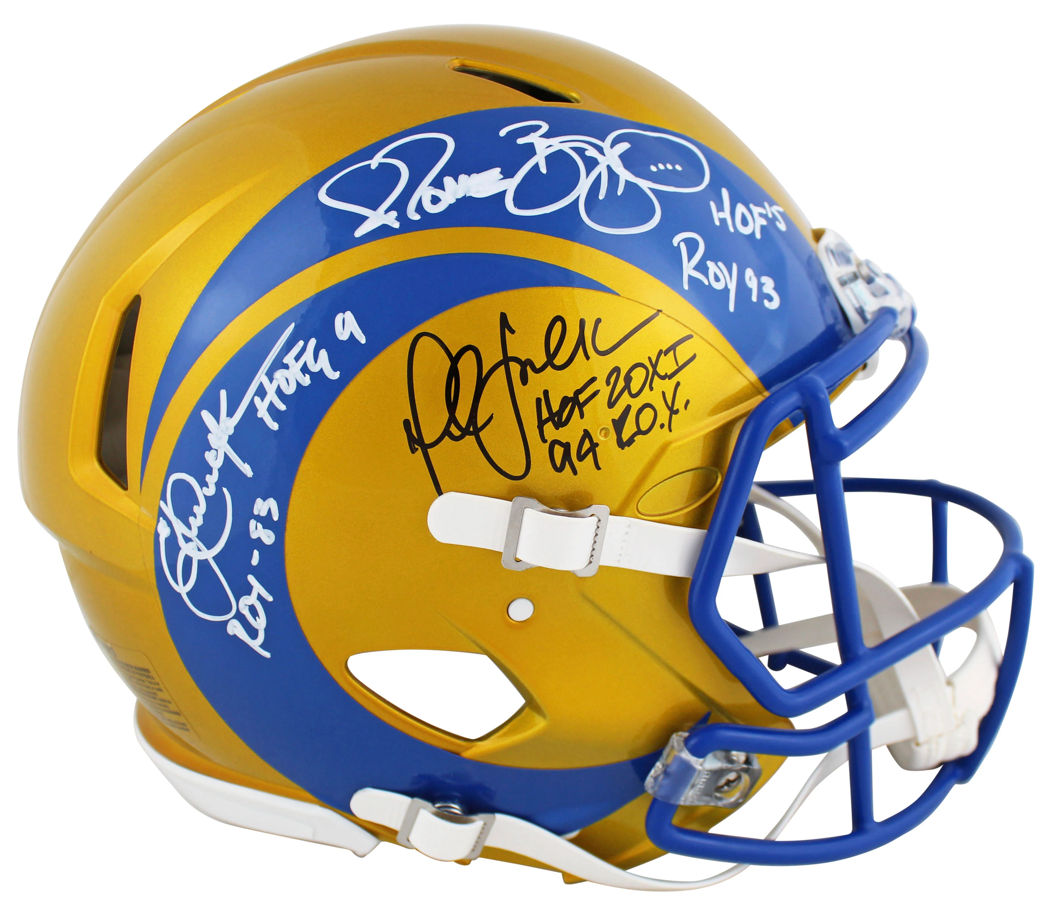 Rams Bettis, Dickerson & Faulk HOF/ROY Signed Flash F/S Speed Proline Helmet BAS - Image 2