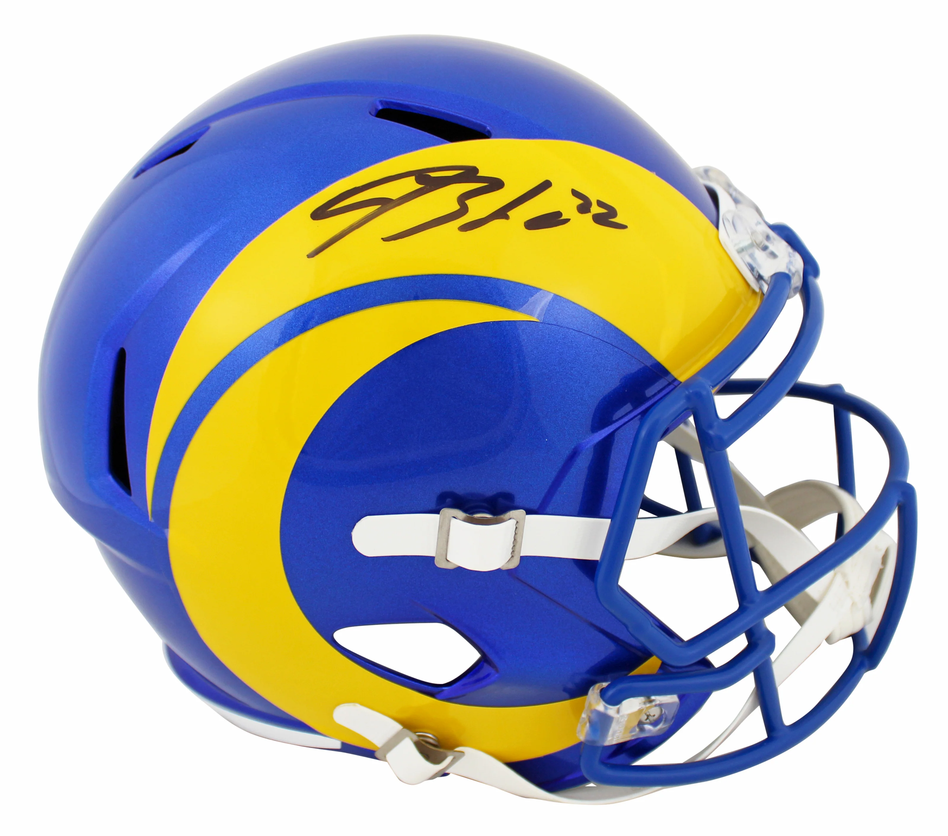 Rams Blake Corum Authentic Signed Full Size Speed Rep Helmet BAS Witnessed - Image 2