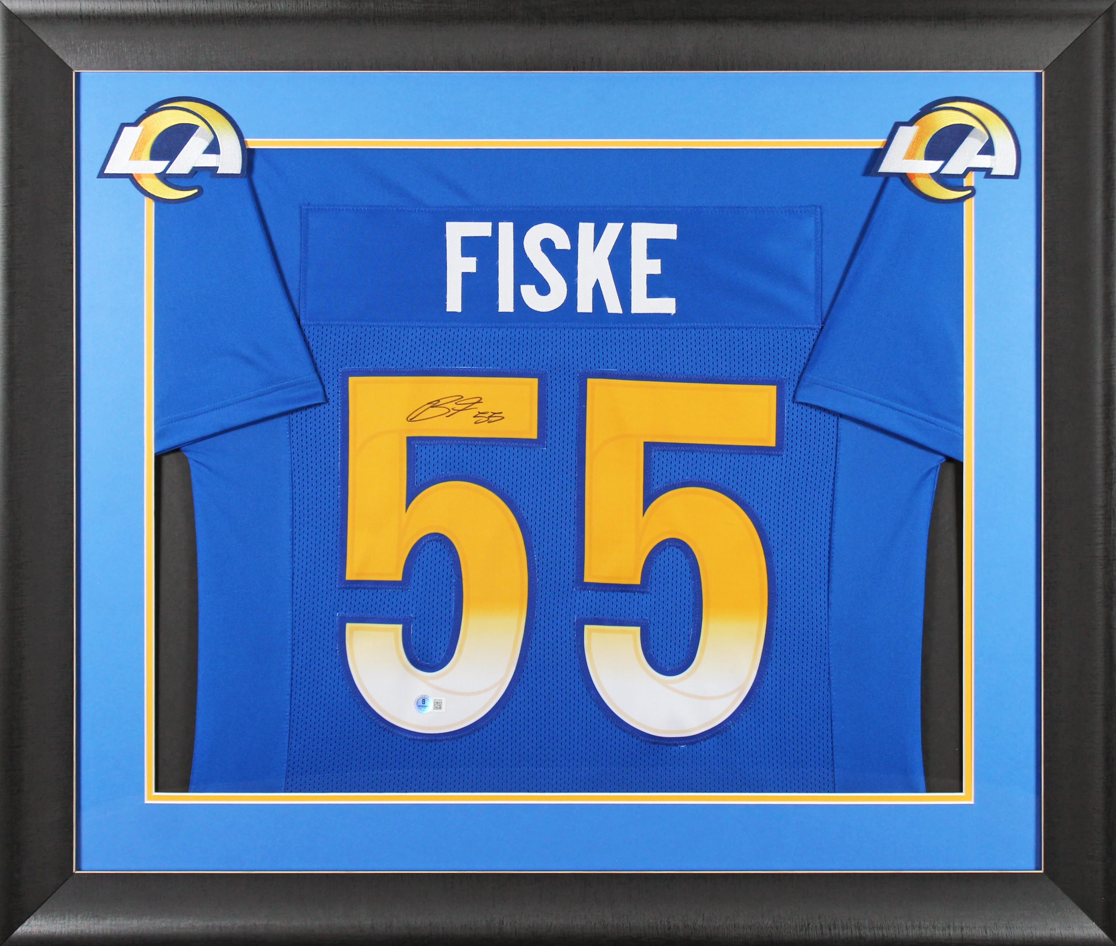 Rams Braden Fiske Authentic Signed Blue Pro Style Framed Jersey BAS - Image 2