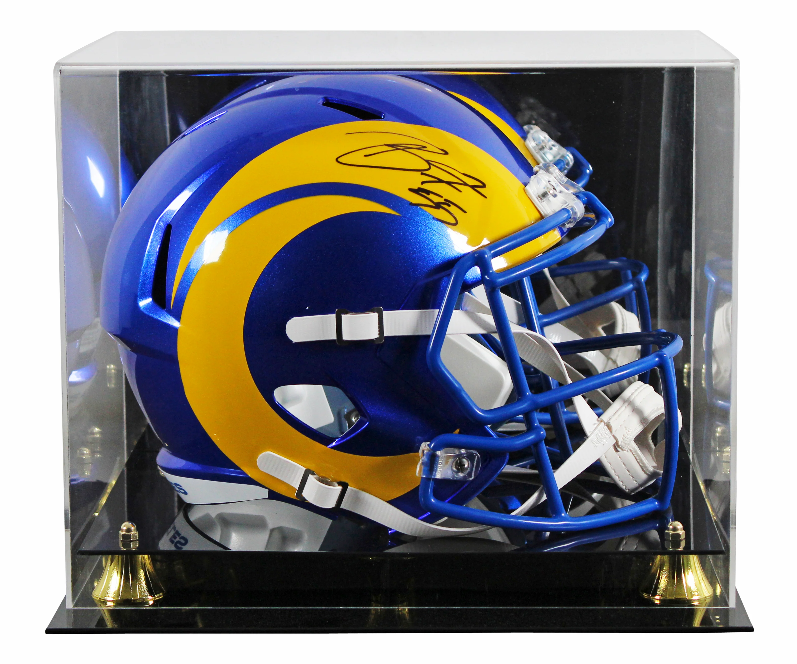 Rams Braden Fiske Signed Full Size Speed Rep Helmet W/ Case BAS Witnessed - Image 2