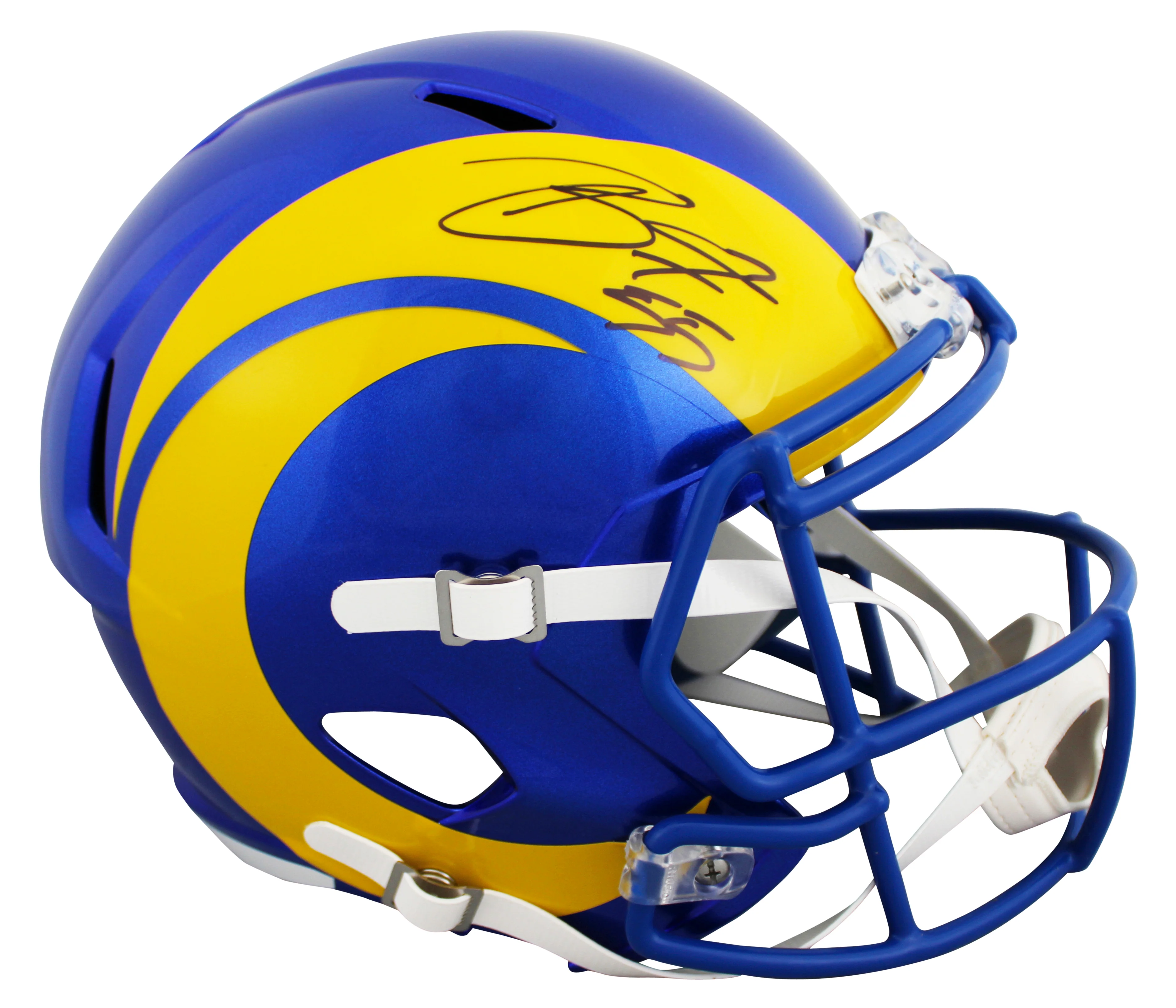 Rams Braden Fiske Signed Full Size Speed Rep Helmet W/ Case BAS Witnessed - Image 3