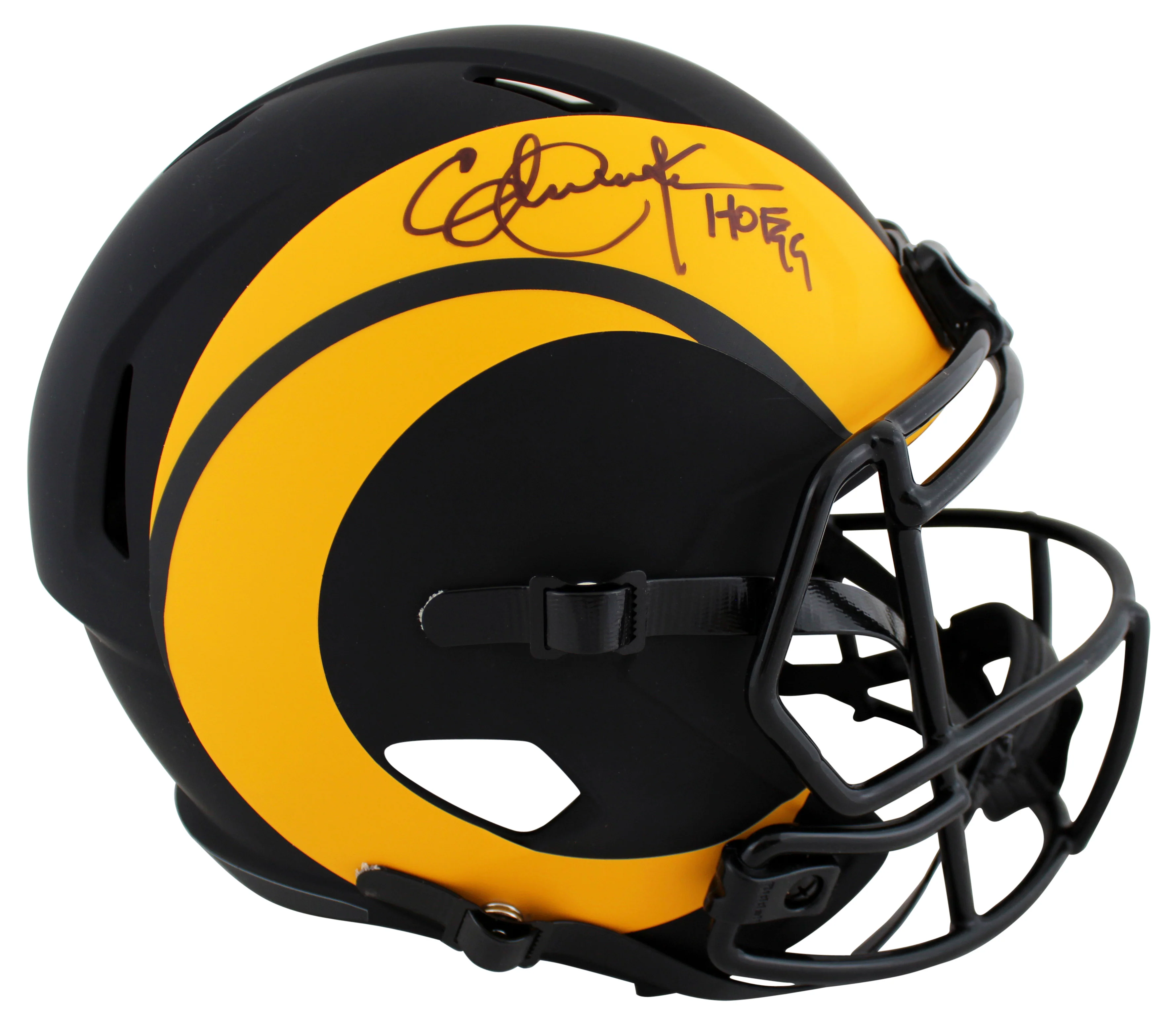 Rams Eric Dickerson "HOF 99" Signed Eclipse F/S Speed Rep Helmet w/ Case BAS Wit - Image 3
