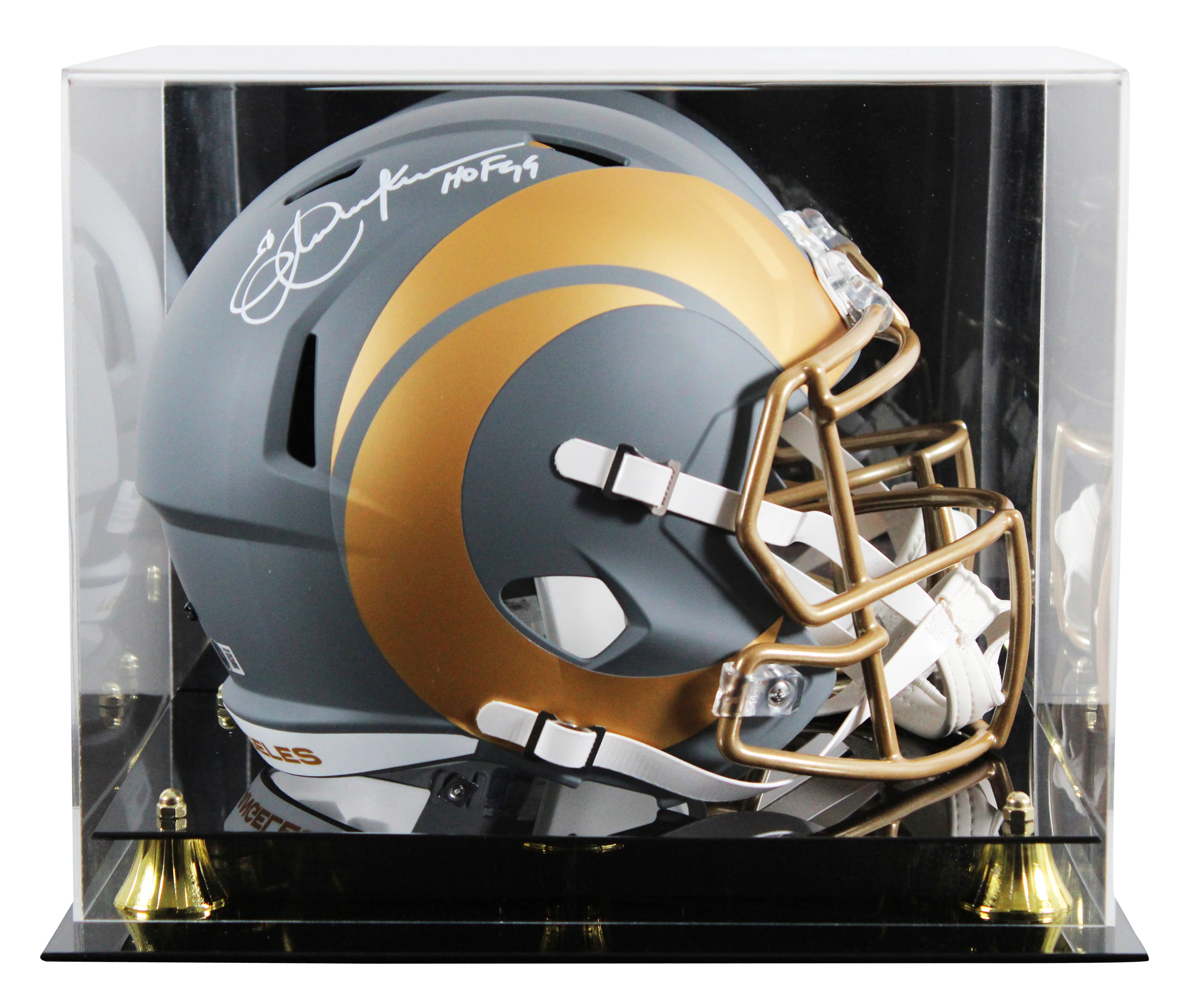 Rams Eric Dickerson "HOF 99" Signed Slate F/S Speed Rep Helmet W/ Case BAS Wit 2 - Image 2