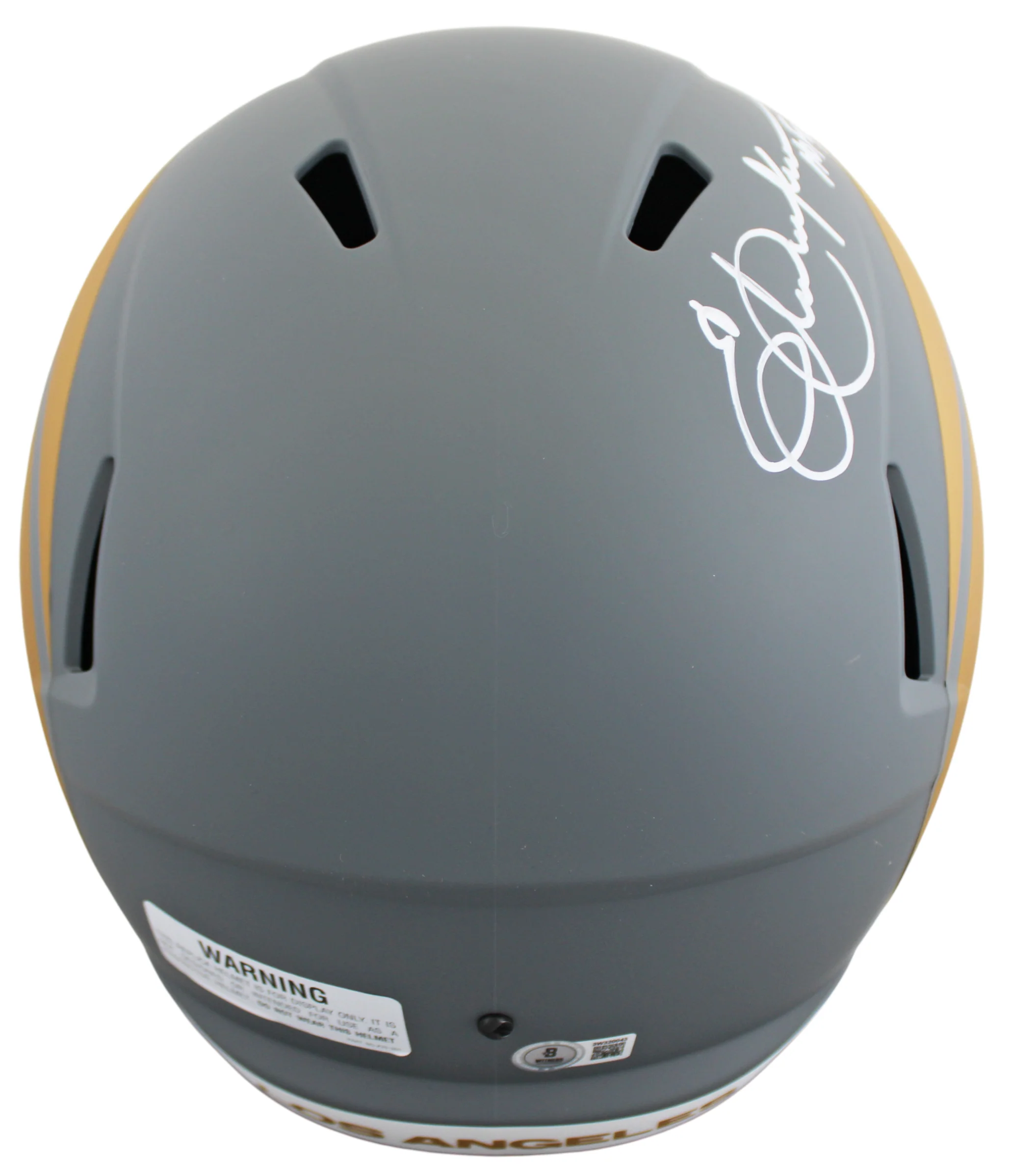 Rams Eric Dickerson "HOF 99" Signed Slate Full Size Speed Rep Helmet BAS Wit 2 - Image 3