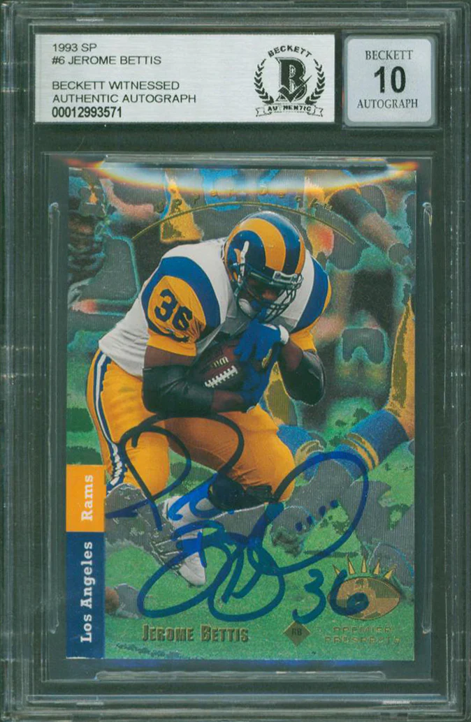 Rams Jerome Bettis Authentic Signed 1993 SP #6 Rookie Card Auto 10! BAS Slabbed - Image 2
