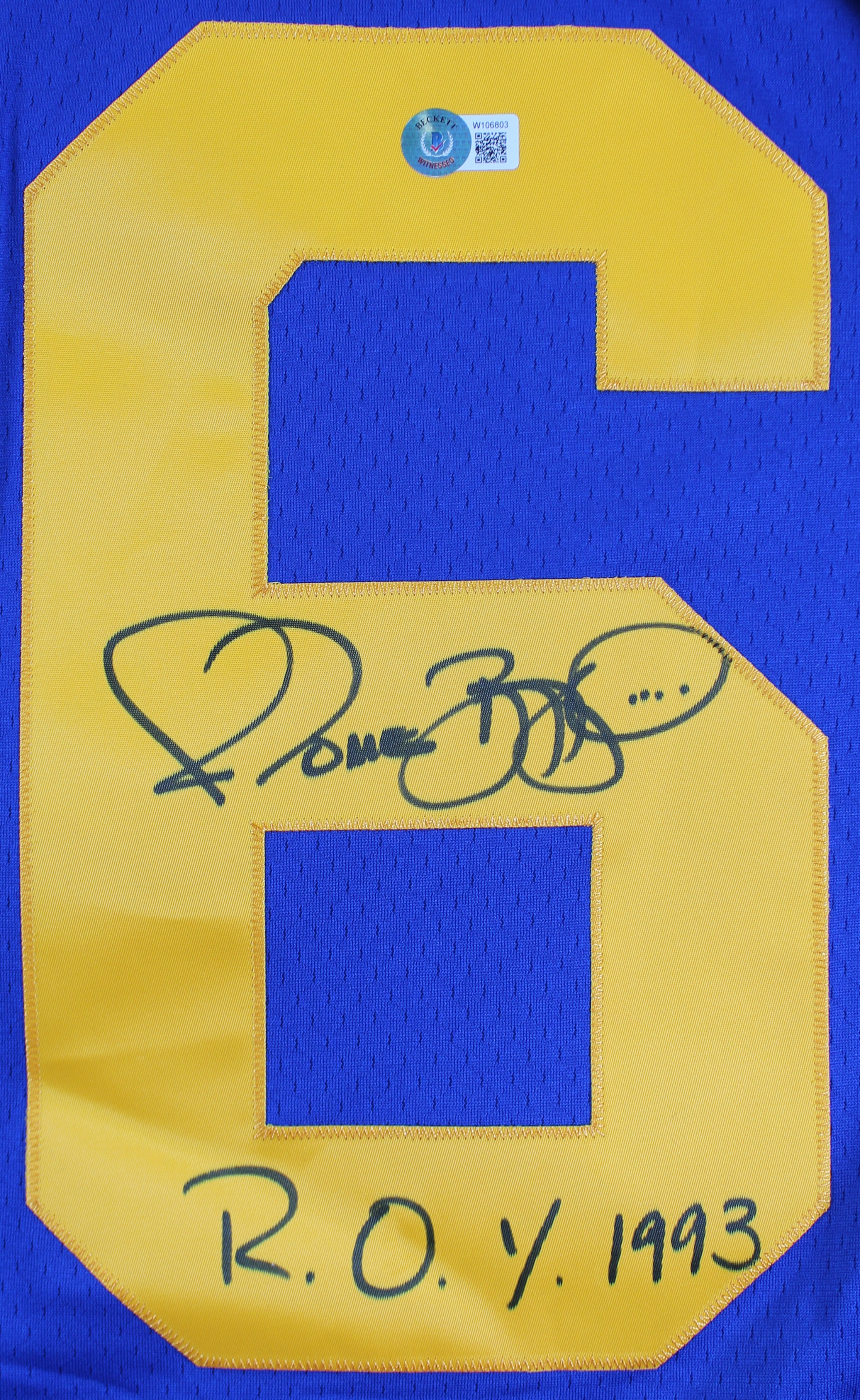 Rams Jerome Bettis "ROY 93" Signed Blue Mitchell & Ness Jersey BAS Witnessed - Image 3