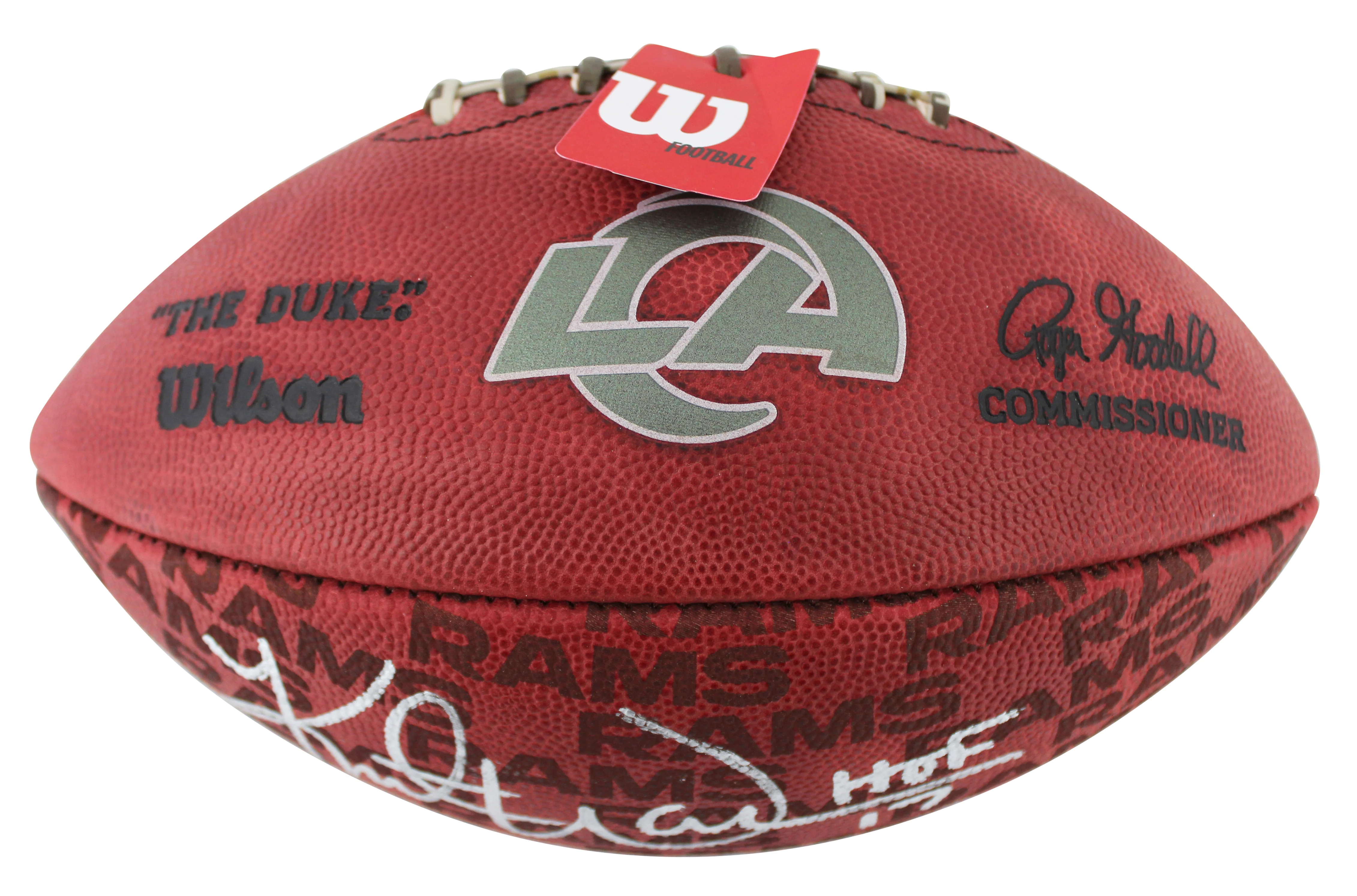 Rams Kurt Warner "2x Insc" Signed "Duke" Team Showcase Football W/ Case BAS Wit - Image 4