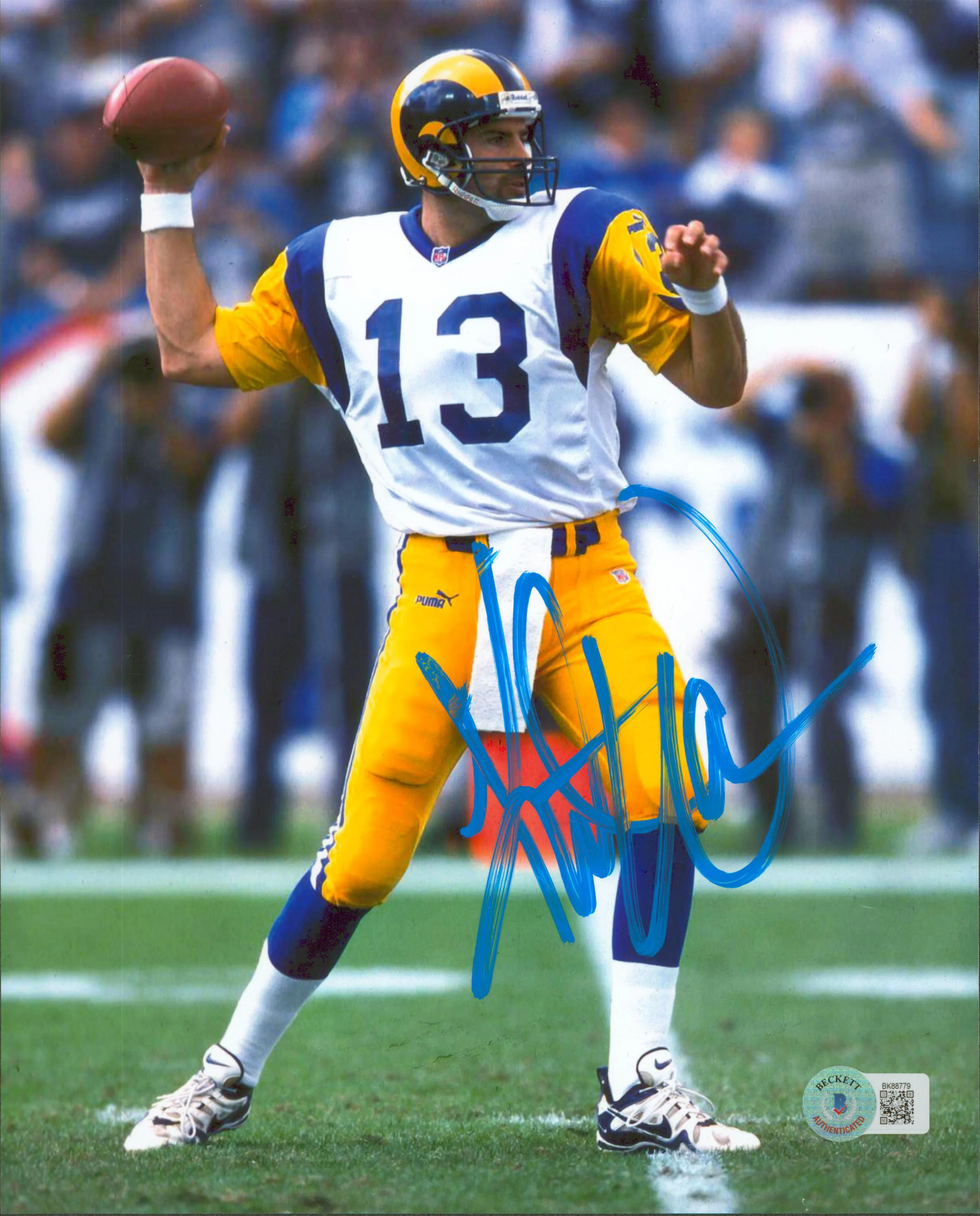 Rams Kurt Warner Authentic Signed 8x10 Photo Autographed BAS #BK88779