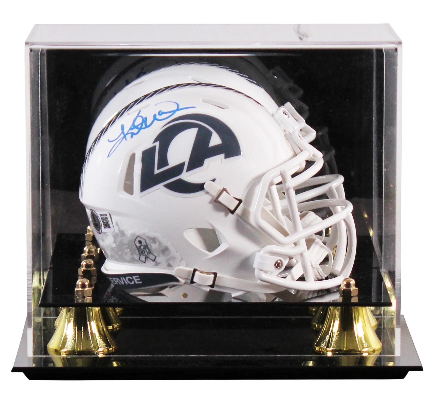 Rams Kurt Warner Signed STS III Speed Mini Helmet W/ Case BAS Witnessed - Image 2