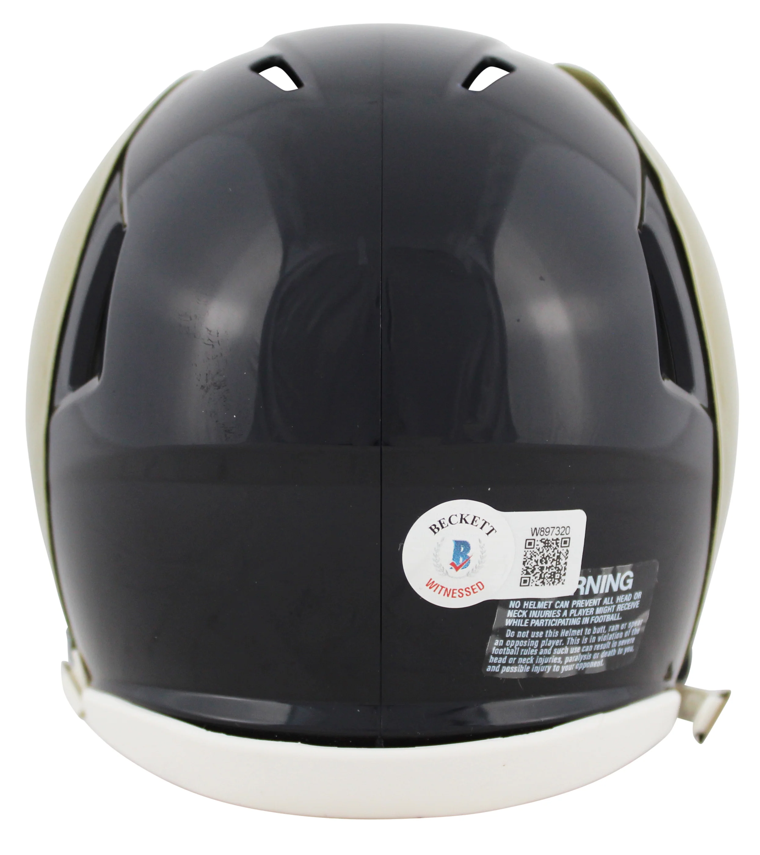Rams Marshall Faulk Authentic Signed 00-16 TB Speed Mini Helmet BAS Witnessed - Image 3