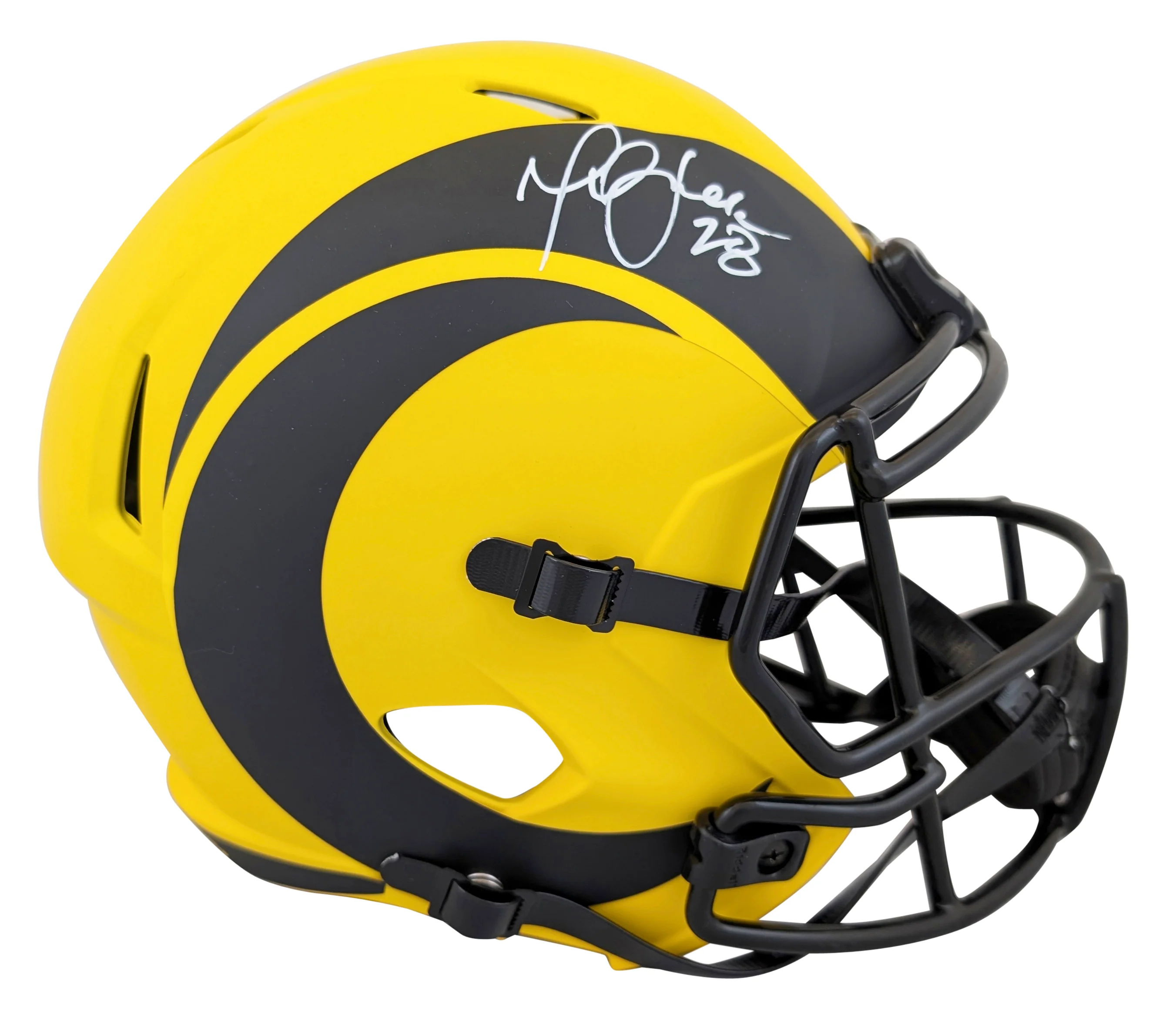 Rams Marshall Faulk Signed Rave Full Size Speed Rep Helmet w/ Case BAS Witnessed - Image 3